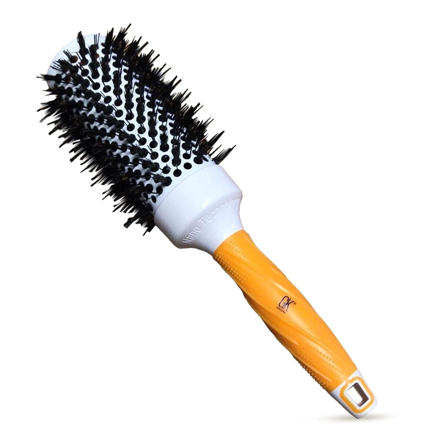 GK HAIR Global Keratin Cepillo térmico extra redondo profesional de 1.693 in con revestimiento de cerámica, control antiestático del encrespamiento,