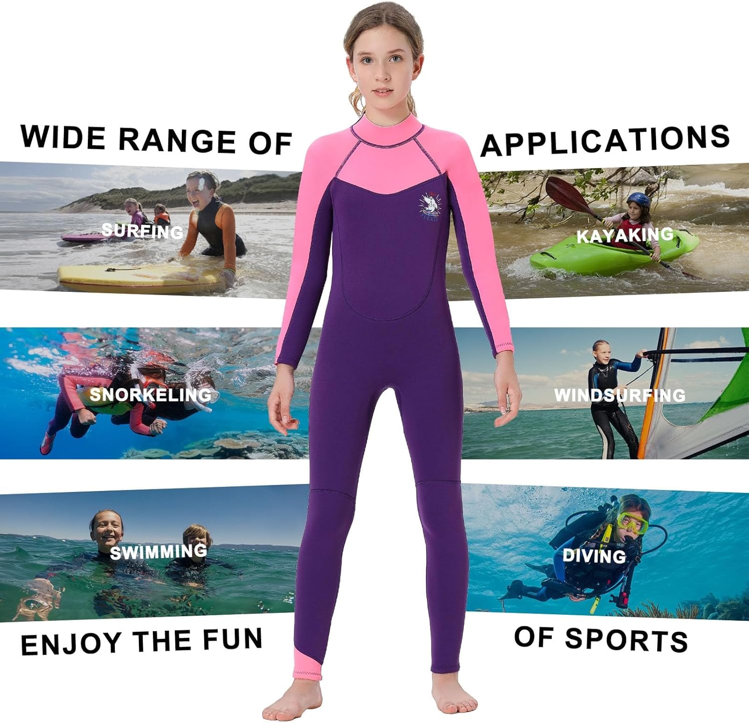 TBLUITE Traje de neopreno para niños y niñas en agua fría, 0.118 pulgadas y 0.079 pulgadas con cremallera trasera de neopreno cortolargo para