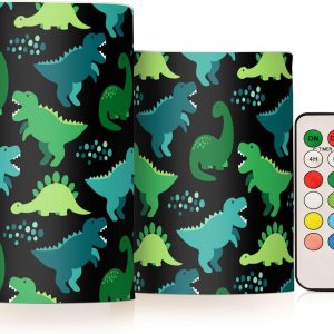 Velas sin llama, funcionan con pilas, de dinosaurio, de caricatura, parpadeantes, con control remoto, cambio de color, velas de luz cálida para Velas sin llama, funcionan con pilas, de dinosaurio, de caricatura, parpadeantes, con control remoto, cambio de color, velas de luz cálida para