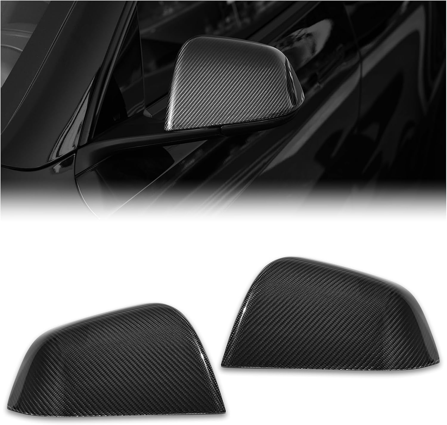 Cubierta de espejo lateral Tesla modelo Y, 2 piezas, cubierta de espejo retrovisor de fibra de carbono real para 2017-2023 Tesla Model Y Tapa de