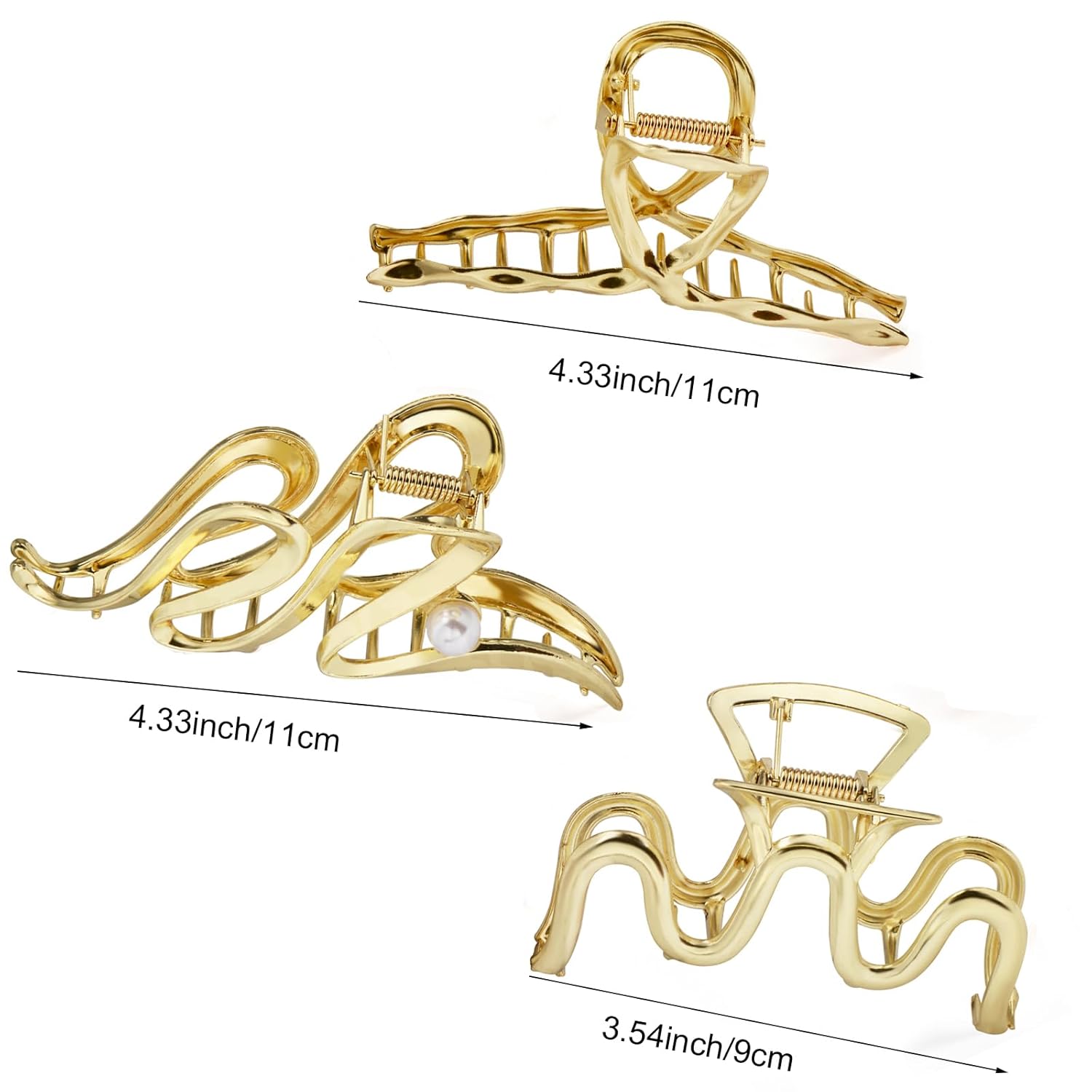 Mehayi 3 pinzas de metal grandes para cabello grueso y pesado, pinzas de sujeción fuerte para cabello largo, accesorios de peinado de moda para