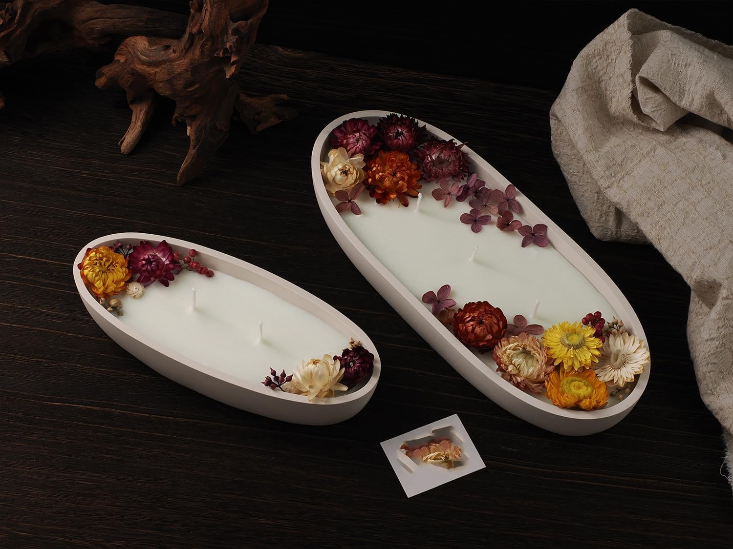 LSLEVA Moldes ovalados para tarros de velas, moldes creativos de silicona para tazas, bandeja de almacenamiento de contenedor de hormigón para