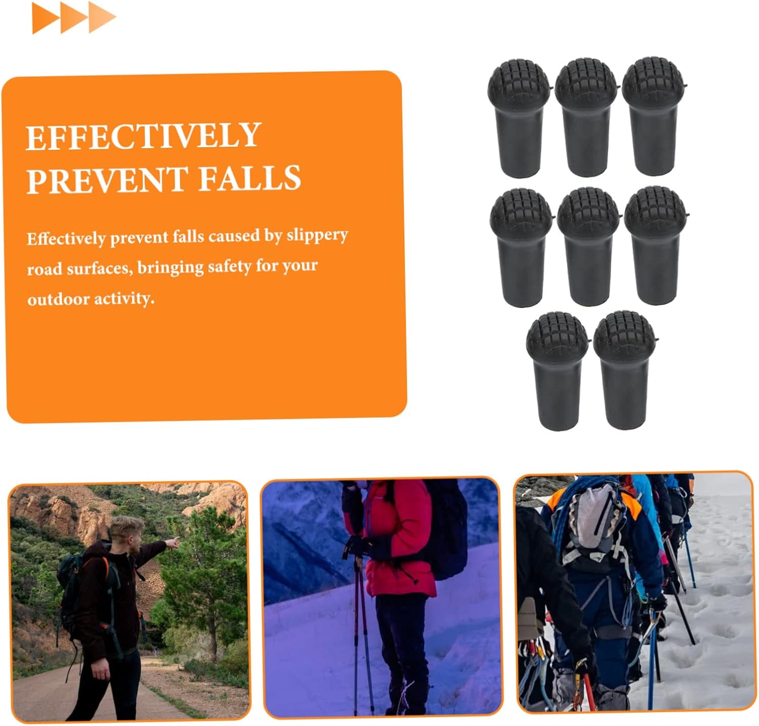 Didiseaon Juego de 8 puntas de bastón de trekking, accesorios de viaje, pelotas de tenis de caña de senderismo para caminantes, bastón de senderismo