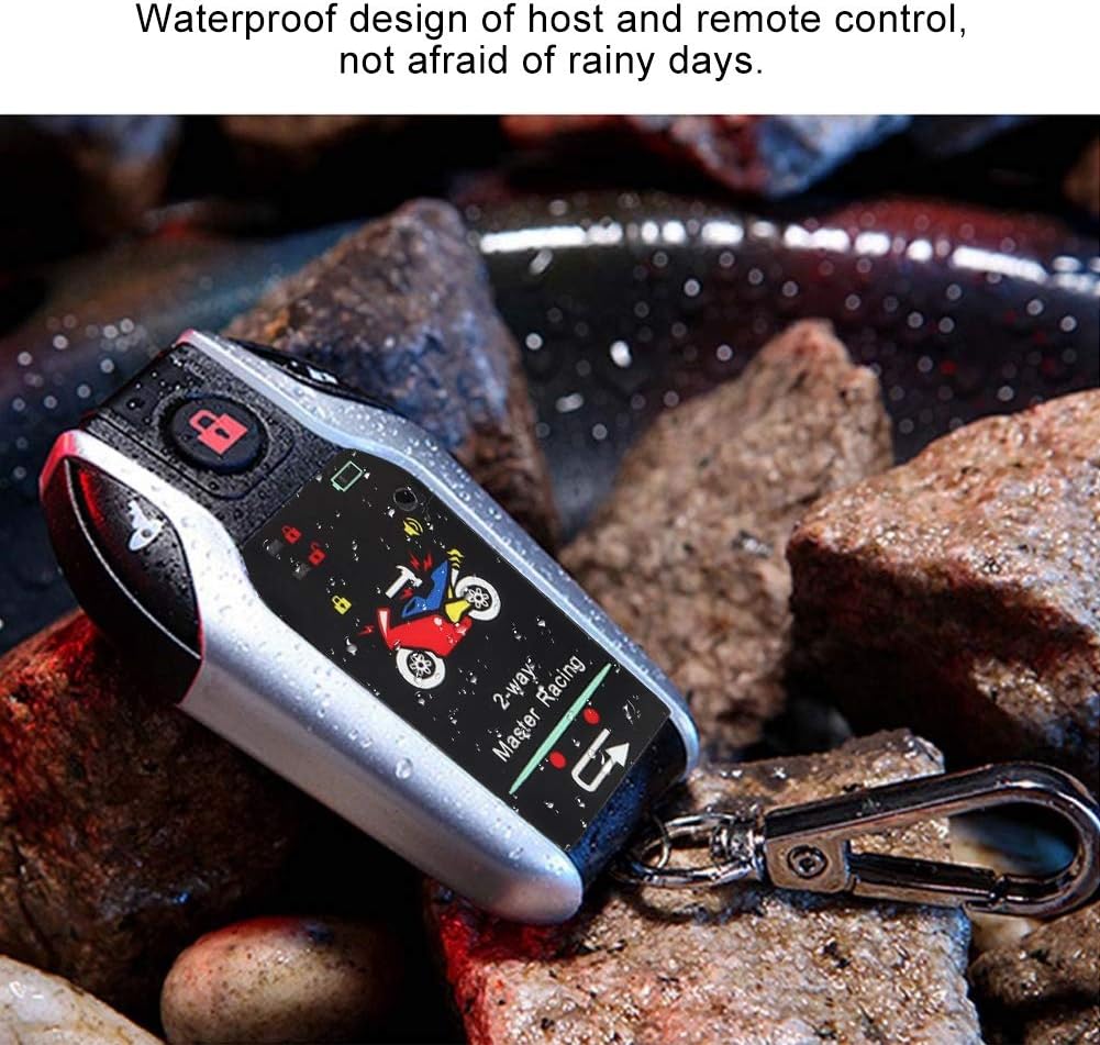 Sistema de alarma de motocicleta antirrobo, bocina de alarma remota de 2 vías, sistema de seguridad impermeable con función de arranque del motor