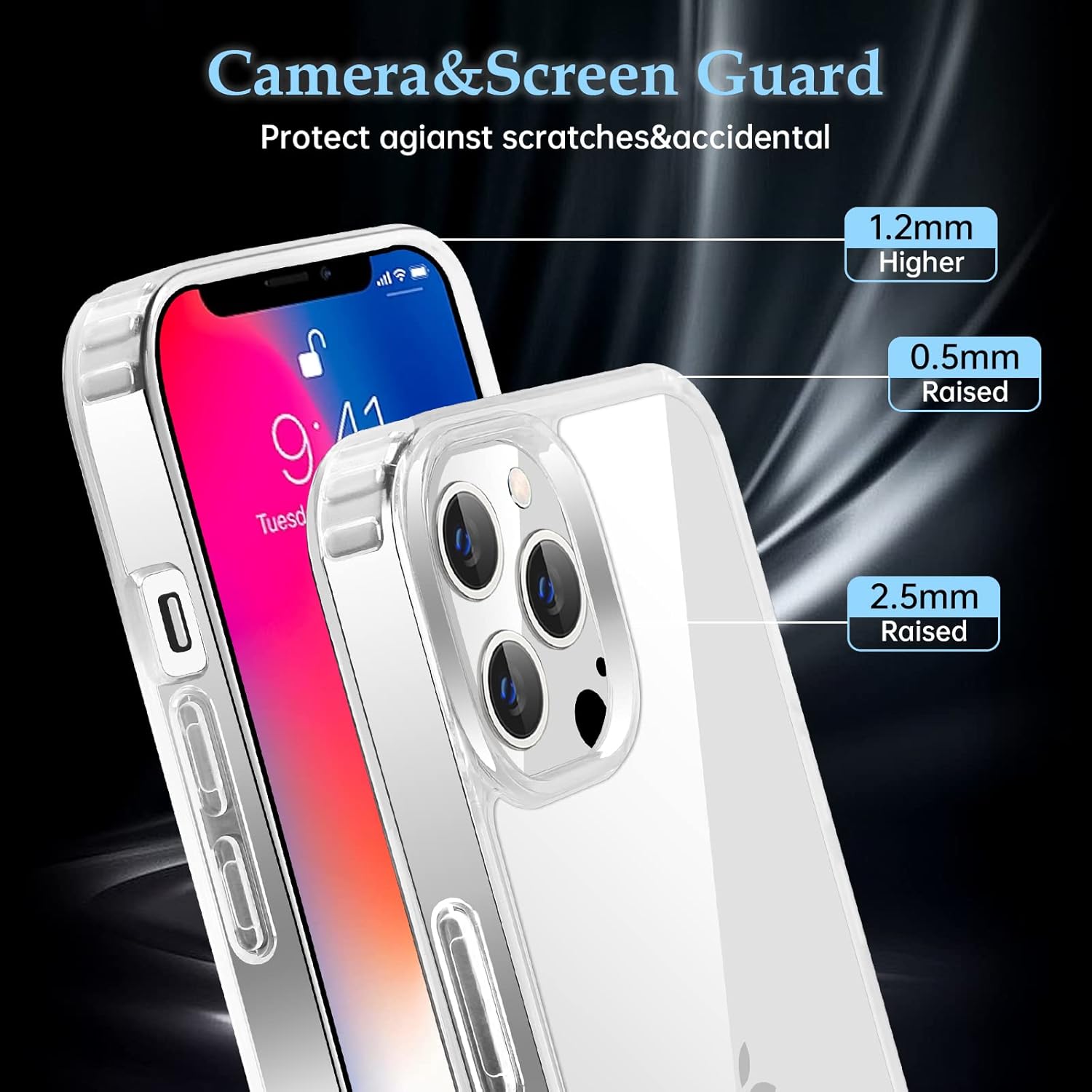 Funda compatible con iPhone 1313 Pro (no amarillea), silicona suave transparente, antiarañazos, a prueba de golpes, diseñada para iPhone 1313 Pro de