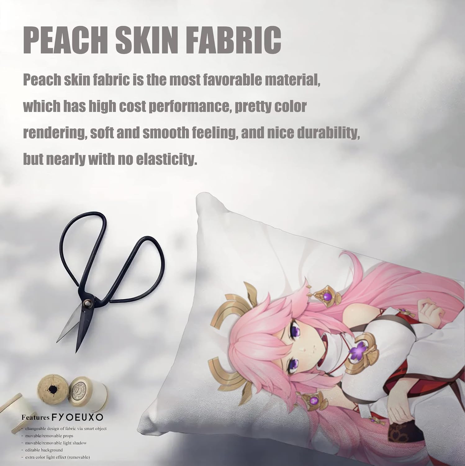 Anime Game Genshin Impact Girl Yae Miko – Funda de almohada corporal para abrazar, doble cara impresa de 59 x 19 pulgadas, funda de almohada