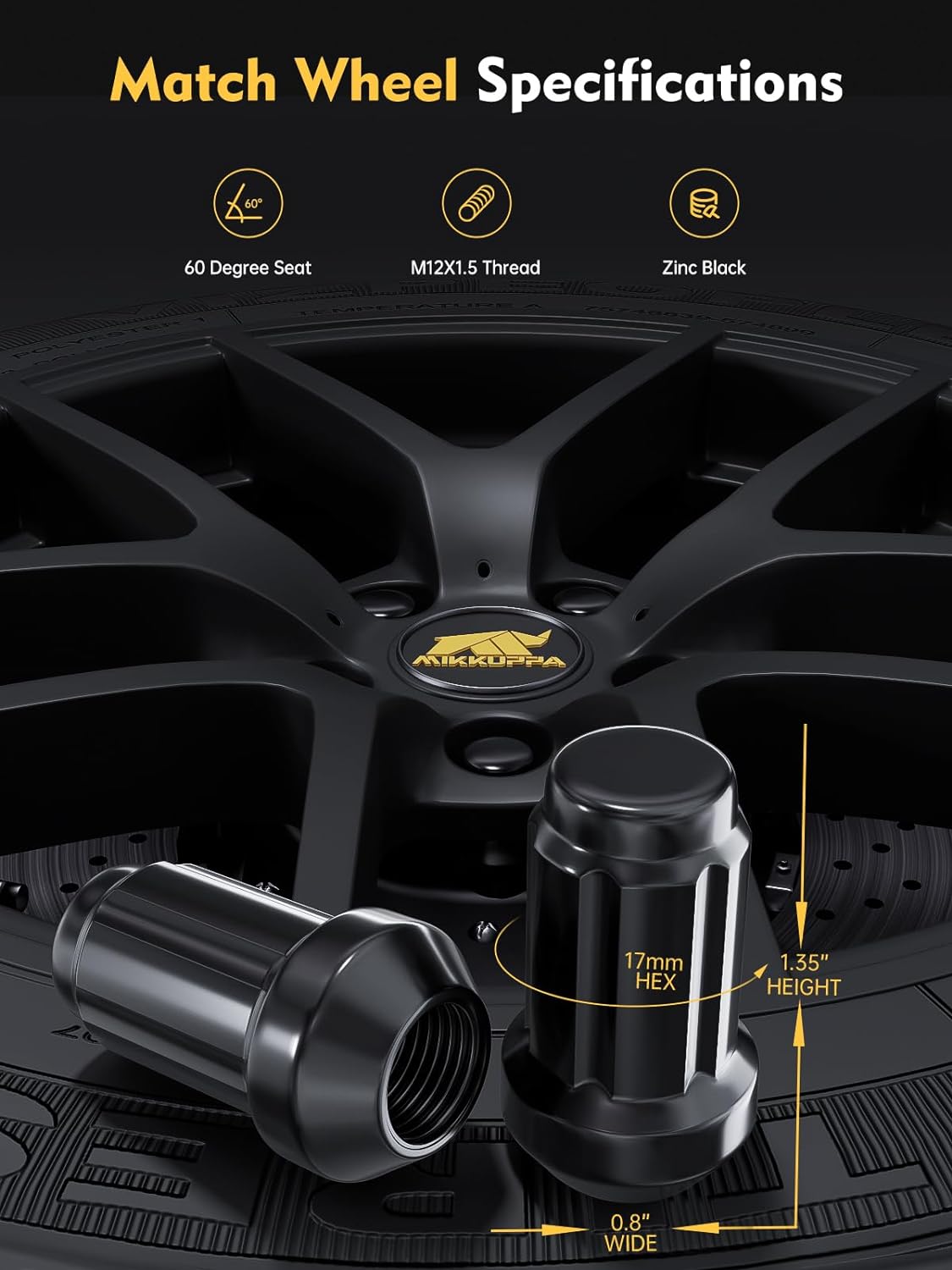 MIKKUPPA Tuercas de llanta M12x1.5  Repuesto para Chevy Impala 1994-2013, Honda AccordCRVCivic 1998-2022, rueda de repuesto Honda Pilot 2003-2008