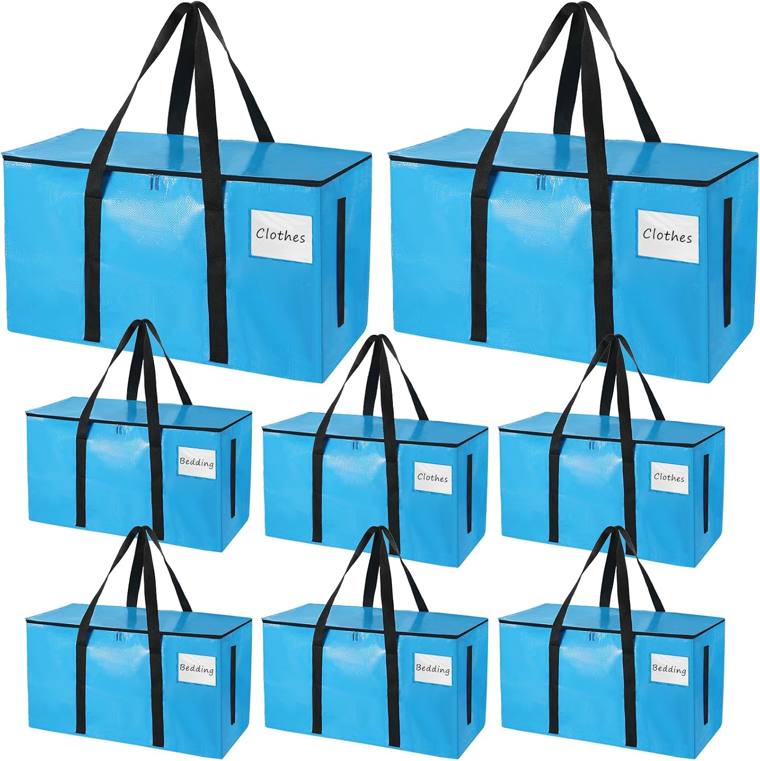 Bolsas de almacenamiento para ropa, paquete de 8 bolsas de almacenamiento de ropa extra grandes con asa reforzada, contenedores de almacenamiento