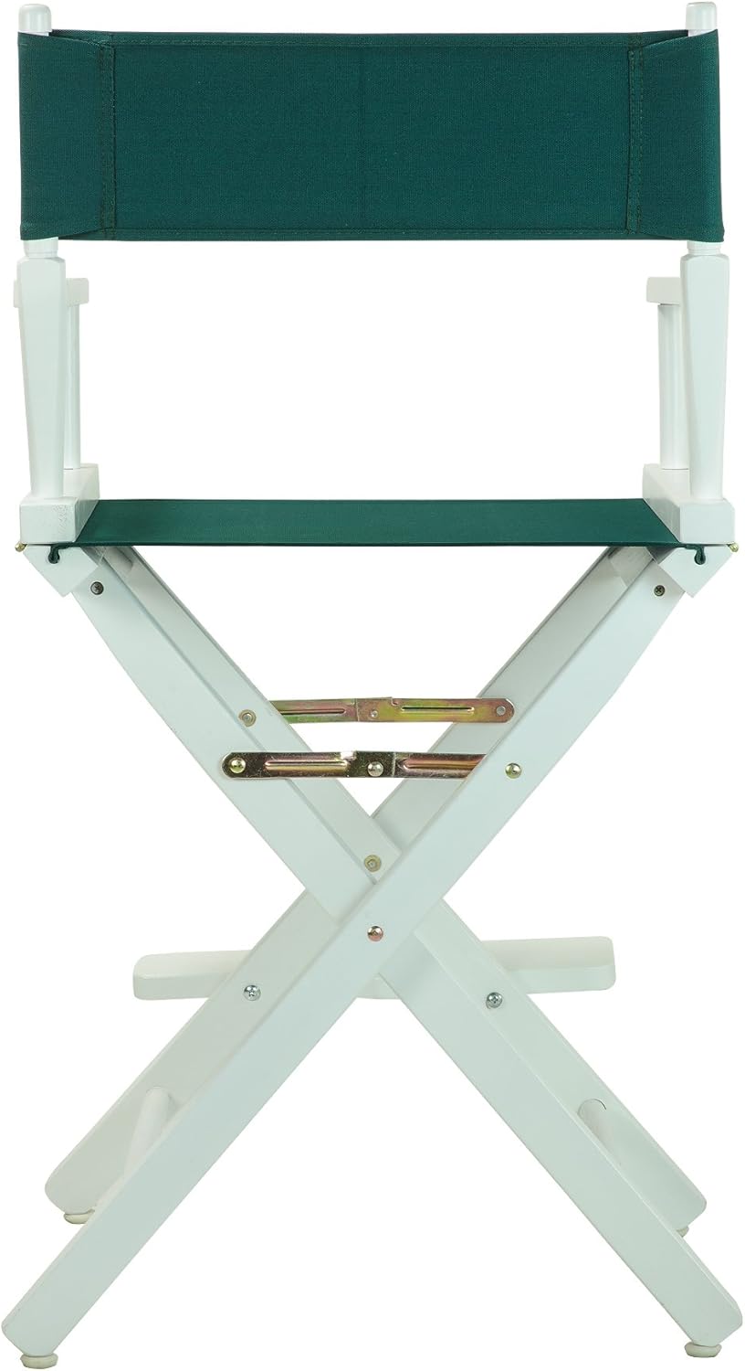 Casual Home – Silla de director de 24.0in, marco blanco con lona verde cazador, altura de mostrador