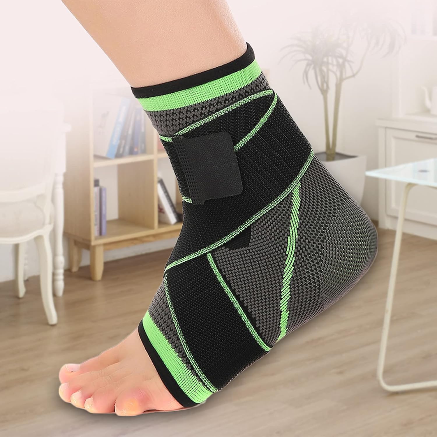 Tobilleras, tobilleras, soporte de tobillo, soporte de tobillo de compresión ajustable, para hombres y mujeres, tejido tridimensional de compresión