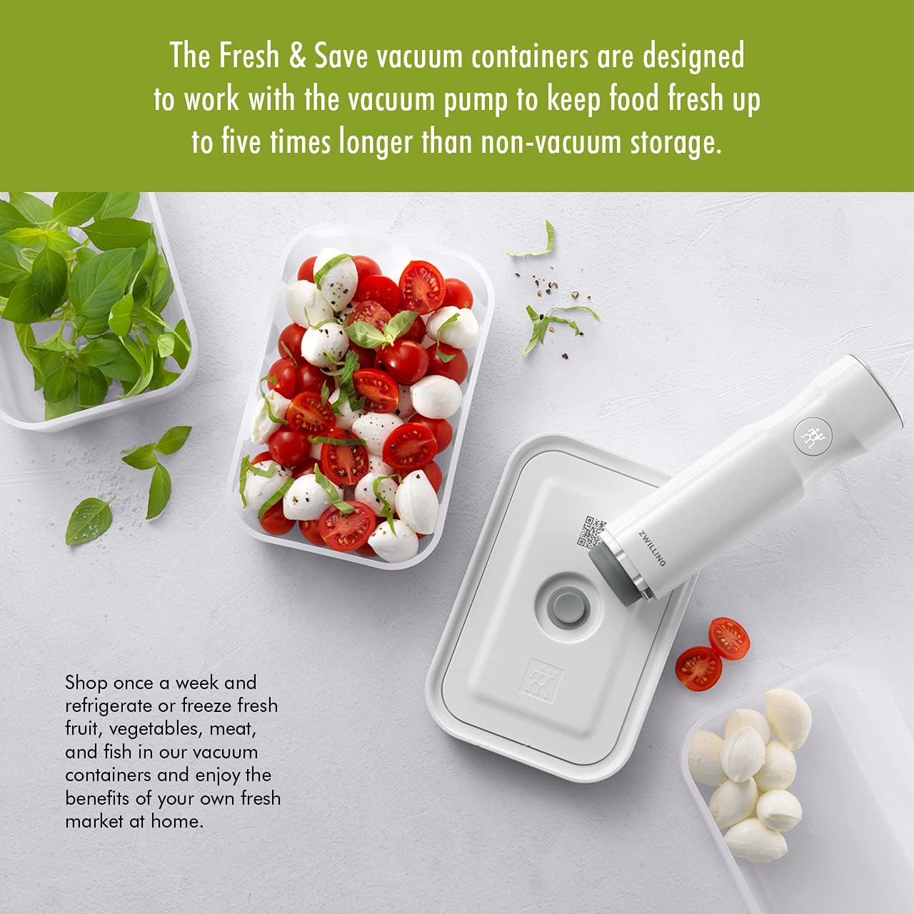ZWILLING Recipiente hermético grande de almacenamiento de alimentos Fresh & Save, contenedor de preparación de comidas, sin BPA