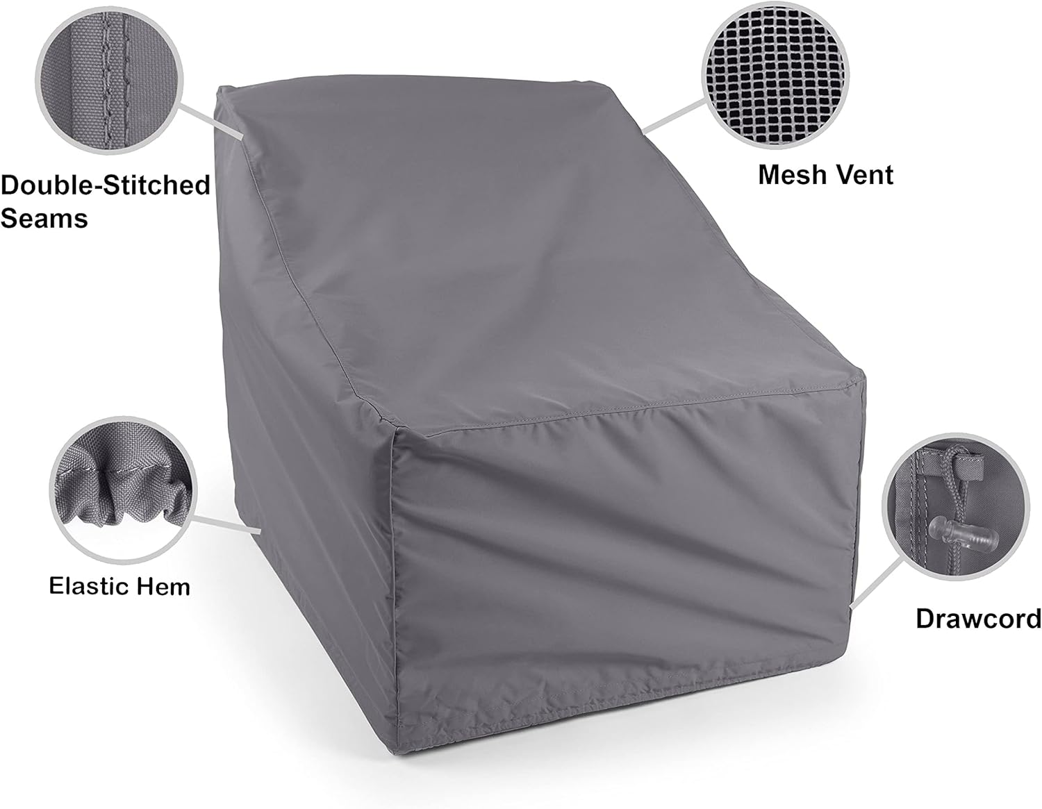 Covermates Funda para silla modular sin brazos para exteriores, poliéster resistente al agua, dobladillo con cordón, rejillas de ventilación, fundas