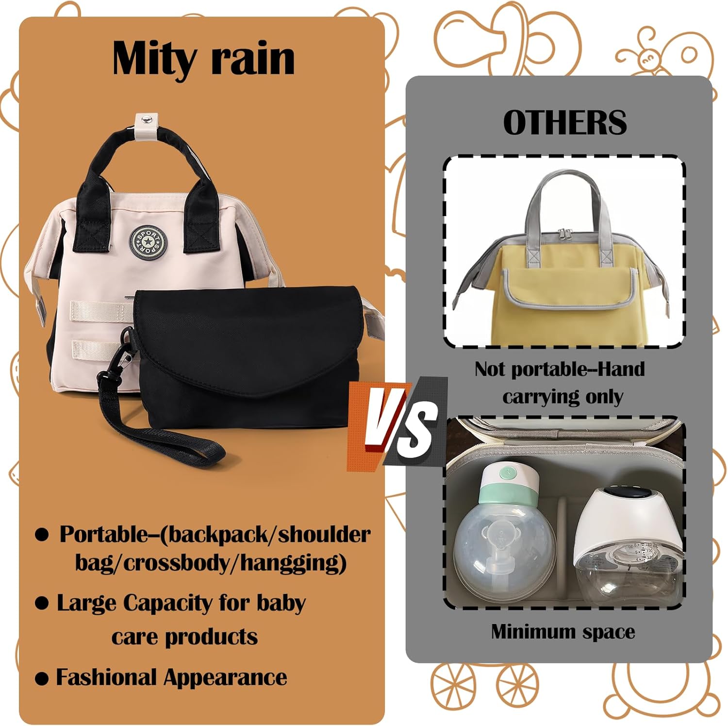 Bolsa de extracción de leche 2 en 1, bolsa portátil para mochilahombrocuerpo cruzado compatible con Momcozy Bolsa de viaje para extractor de leche