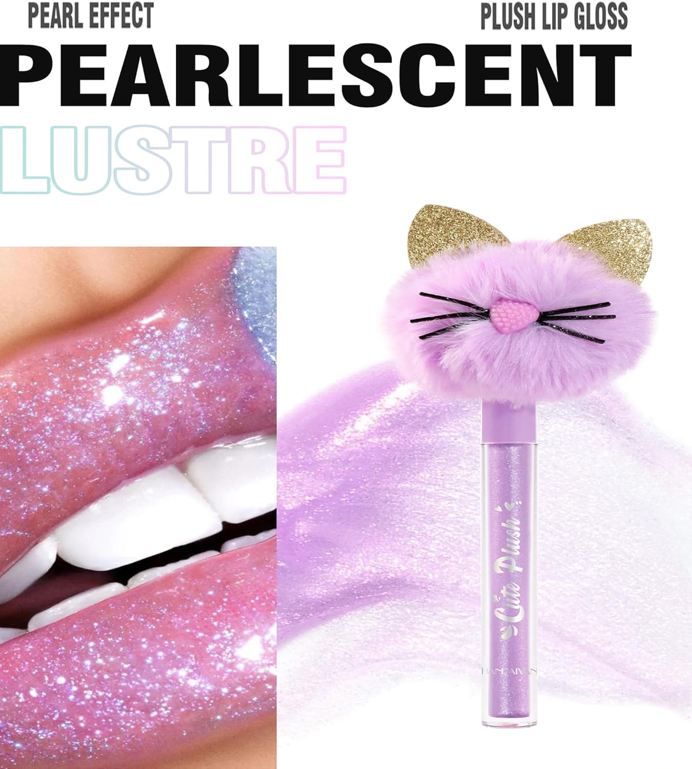Brillo labial brillante, brillo labial líquido nacarado de alto brillo, acabado brillante con purpurina, impermeable, de larga duración, lindos
