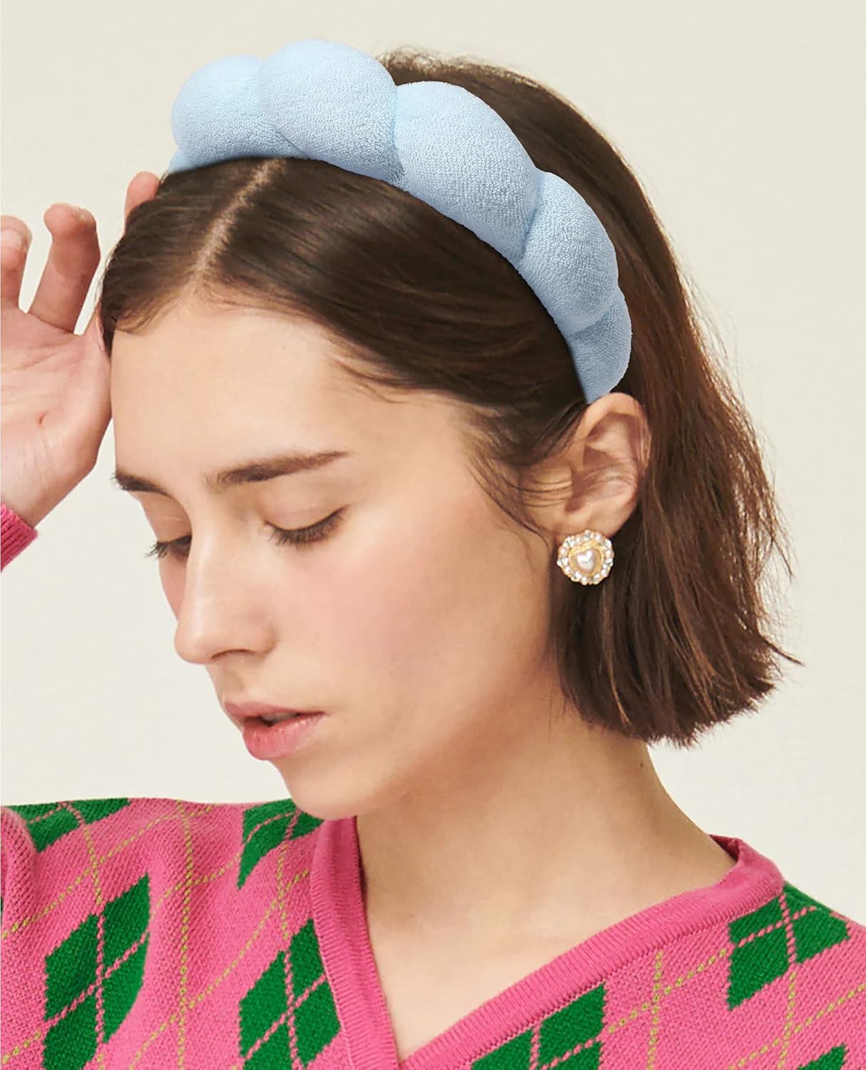 AWAYTR Diadema de esponja de spa para mujer, para lavar la cara, maquillaje de burbujas, diadema hinchada para el cuidado de la piel para niñas,