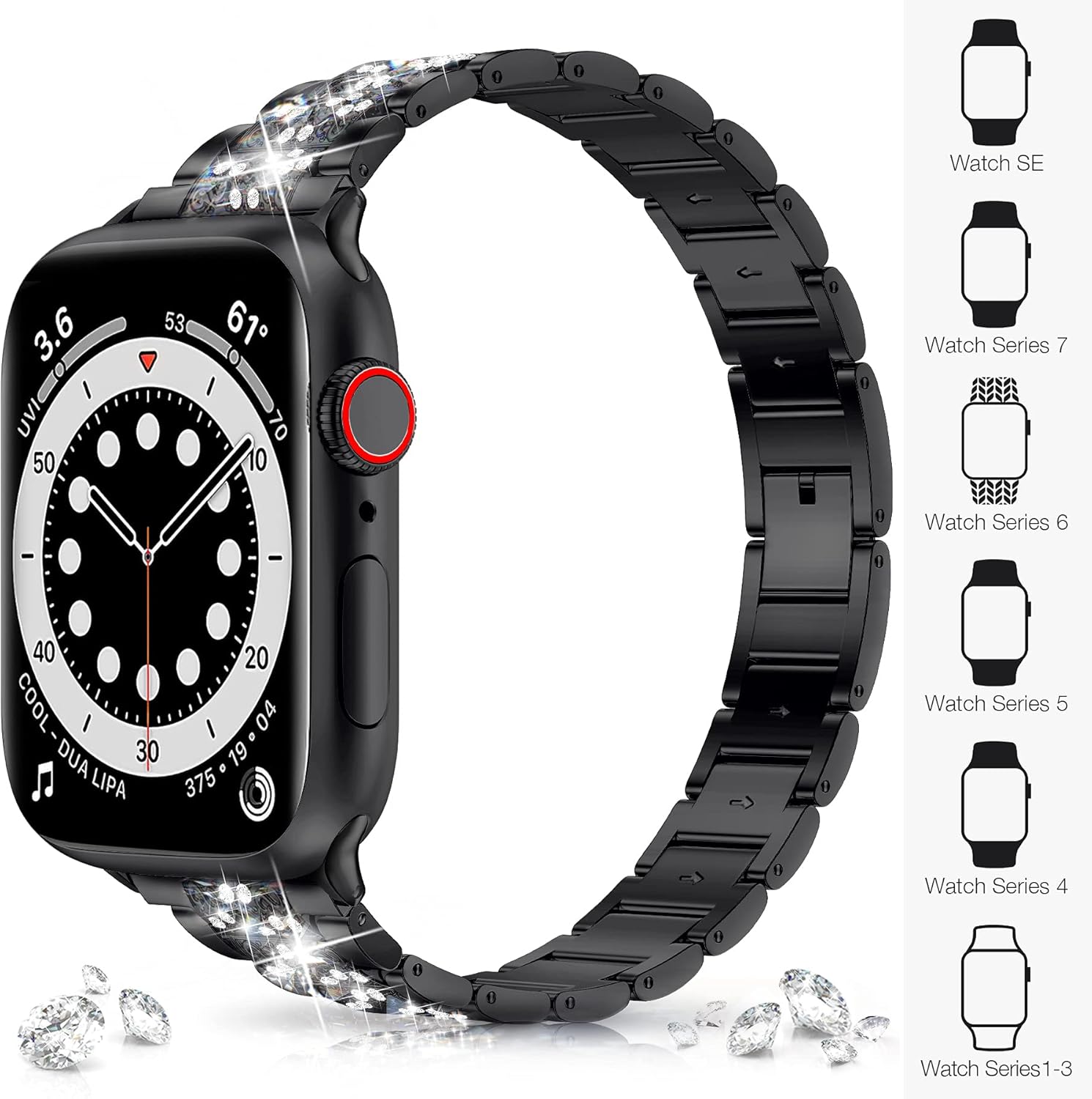 LELONG – Correa extensible para Apple Watch de 1.496 pulgadas, 1.575pulgadas, 1.654 pulgadas y 1.732pulgadas series 5, 4, 3, 2 y 1 con marco para