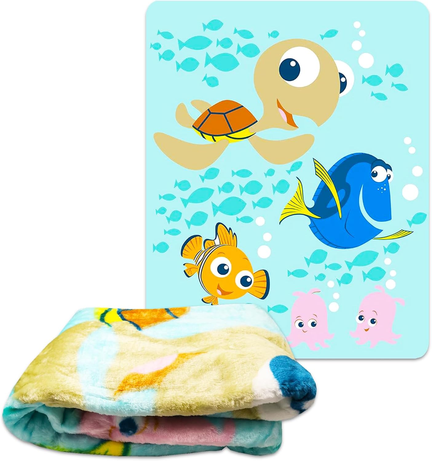 Finding Nemo Juego de manta de forro polar, paquete de manta de Finding Nemo de Disney con calcomanías adicionales y más para bebés, niños pequeños,