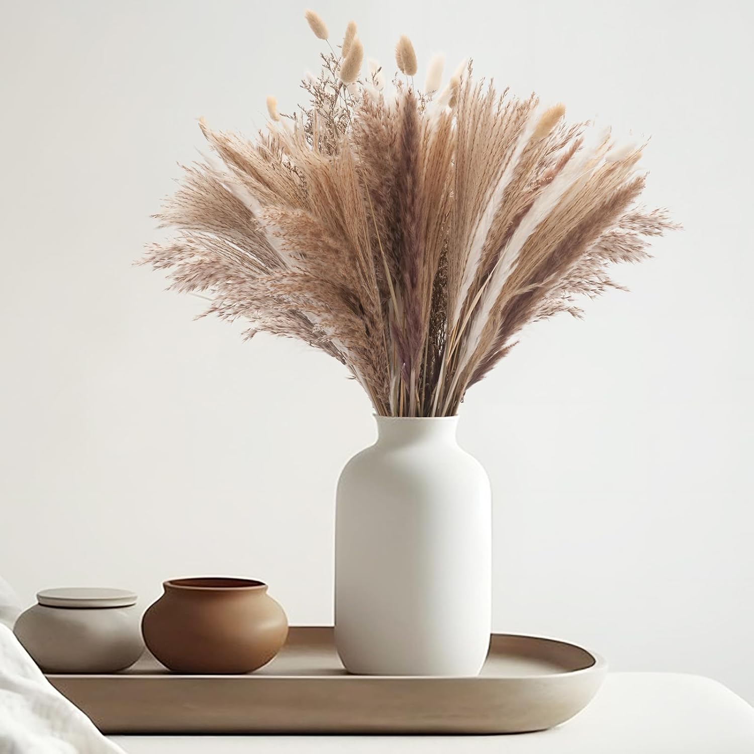 110 piezas de hierba de las pampas, decoración de otoño para flores secas en el hogar, guirnalda de otoño, pompas florales, decoración de sala de
