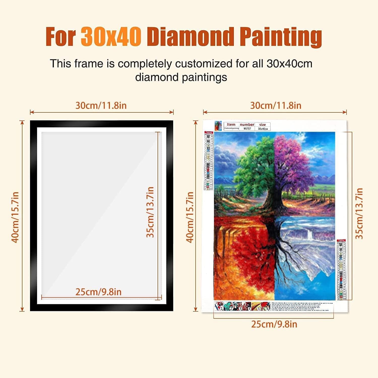 Paquete de 6 marcos de pintura de diamante, marcos para lienzo de pintura de diamante de 12 x 16 pulgadas, marcos de pintura de diamantes para