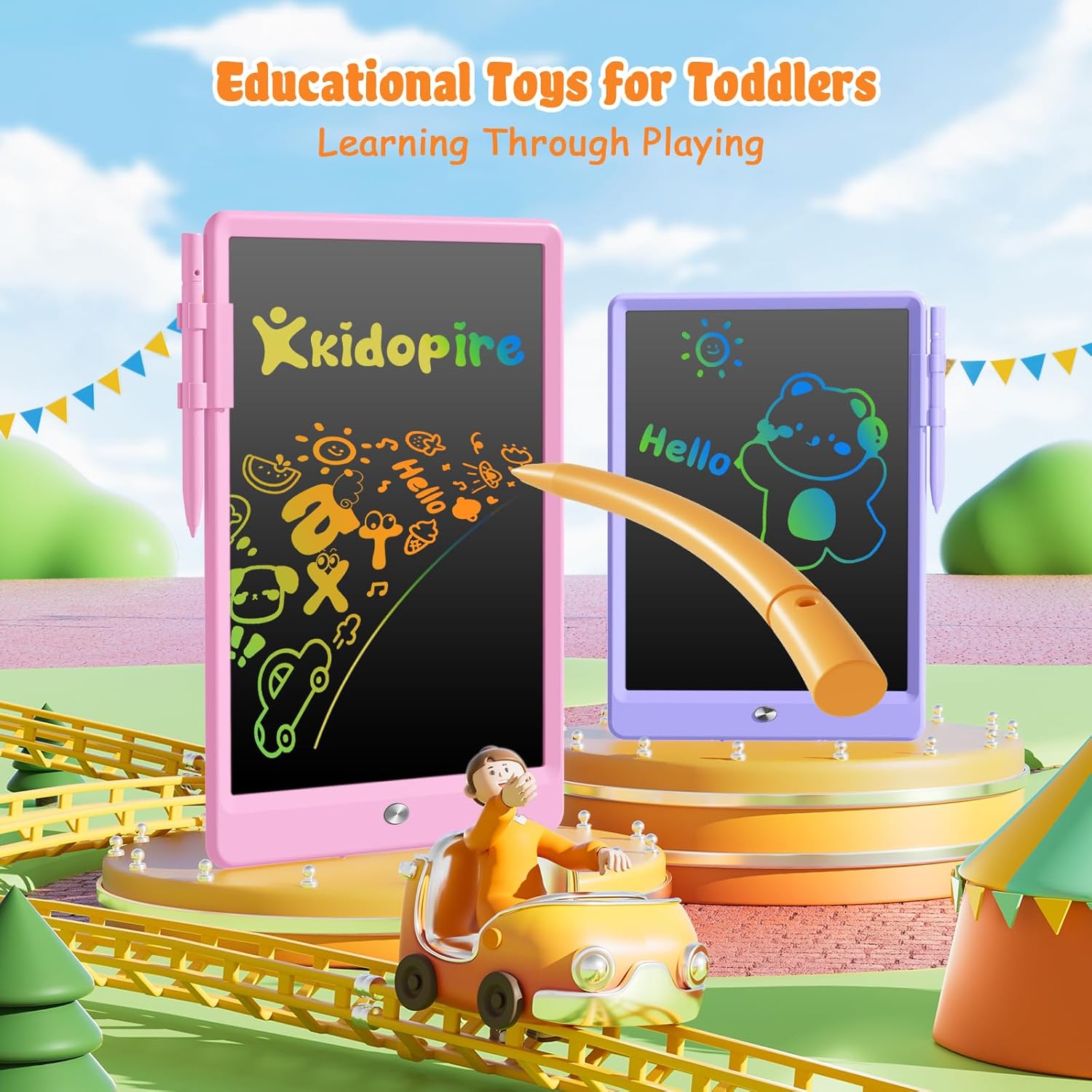Juguetes para niñas de 3 a 6 años, tableta de escritura LCD para niños de 10 pulgadas, paquete de 2, tablero de garabatos reutilizable para niños de