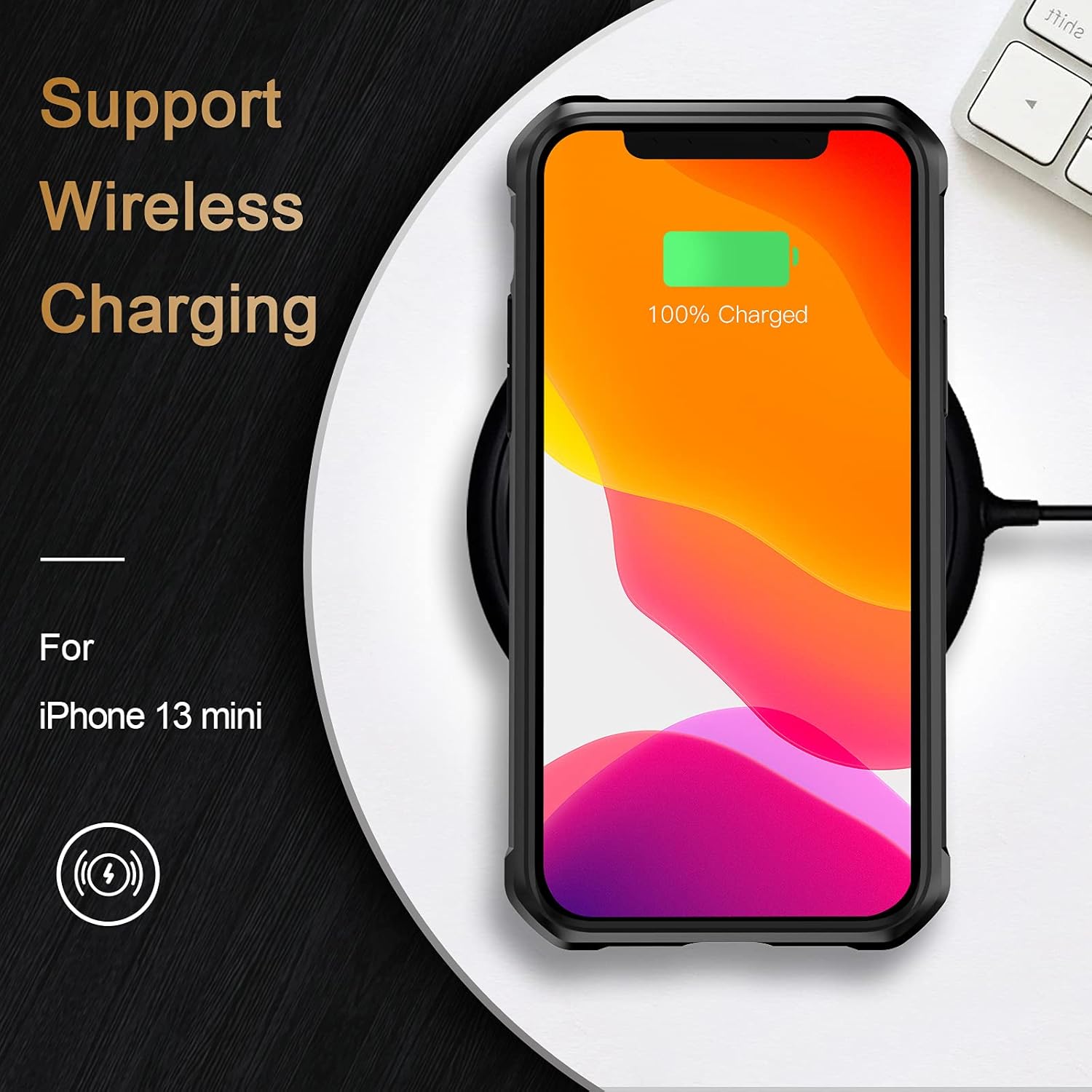 Funda para iPhone 13 Mini, a prueba de golpes de grado militar, parte trasera de fibra de carbono dura, marco de parachoques de TPU suave,