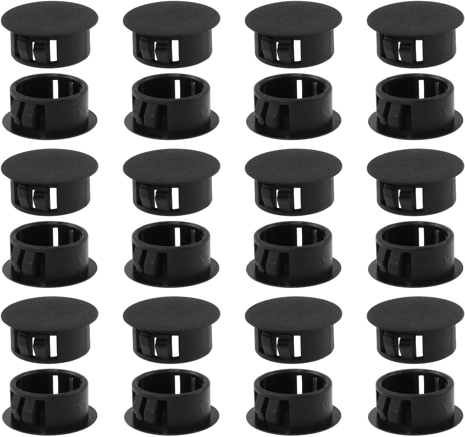 AYLIFU 24 tapones de agujero negro de 34 pulgadas (0.748 in), tapón redondo de plástico, tapón de orificio a presión, protector de muebles, cubierta