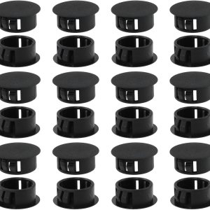 AYLIFU 24 tapones de agujero negro de 34 pulgadas (0.748 in), tapón redondo de plástico, tapón de orificio a presión, protector de muebles, cubierta AYLIFU 24 tapones de agujero negro de 34 pulgadas (0.748 in), tapón redondo de plástico, tapón de orificio a presión, protector de muebles, cubierta