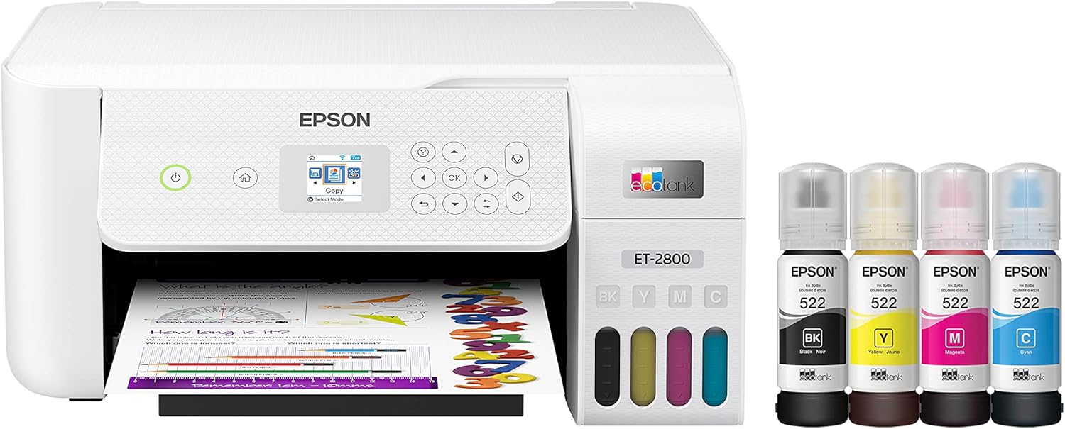 Epson EcoTank ET-2800 Impresora Supertank inalámbrica a color todo en uno sin cartuchos y Workforce WF-2960 Impresora inalámbrica todo en uno con