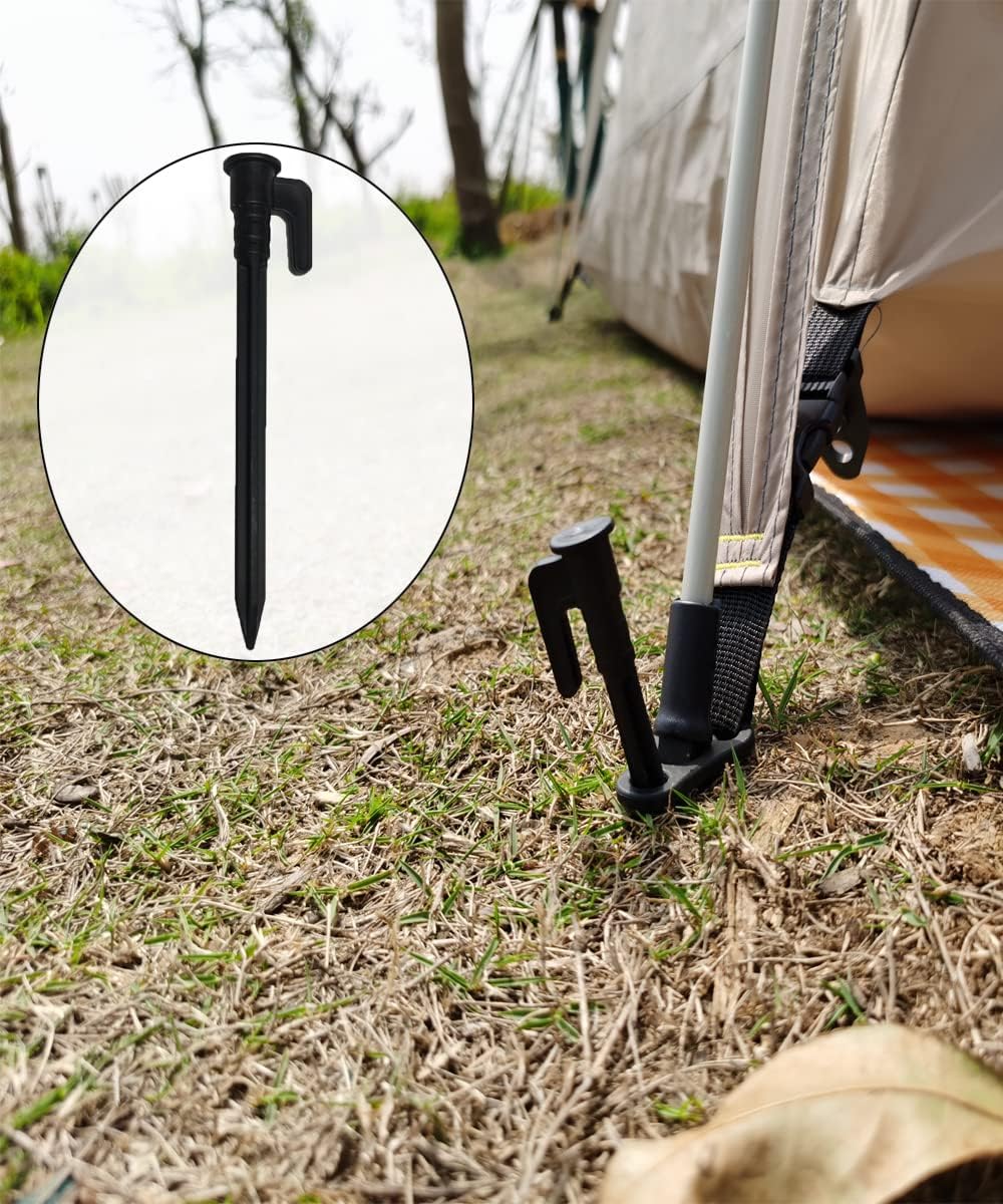 OMYZERO Paquete de 50 estacas de plástico de 5.7 pulgadas, estacas de anclaje de plástico resistentes para tiendas, estacas de arena, estacas de