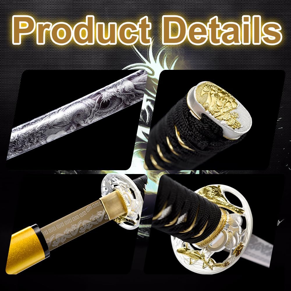 Katana de acero frío de alto carbono 10451060, espadas samuráis japonesas tradicionales forjadas a mano, armas reales afiladas, espiga completa,