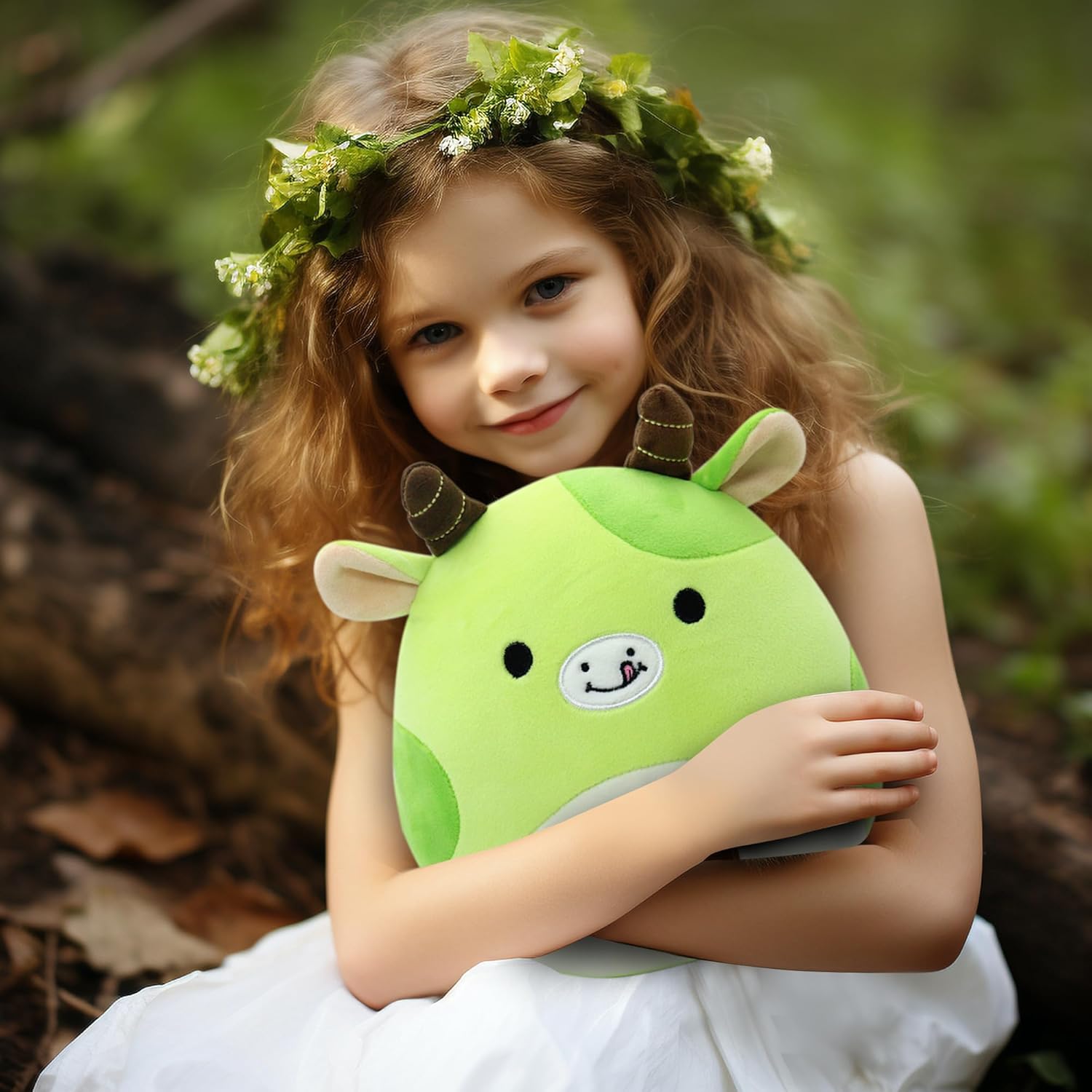 Almohada de peluche de vaca de aguacate, bonito animal de peluche suave, decoración para niños y niñas, color verde, 8 pulgadas