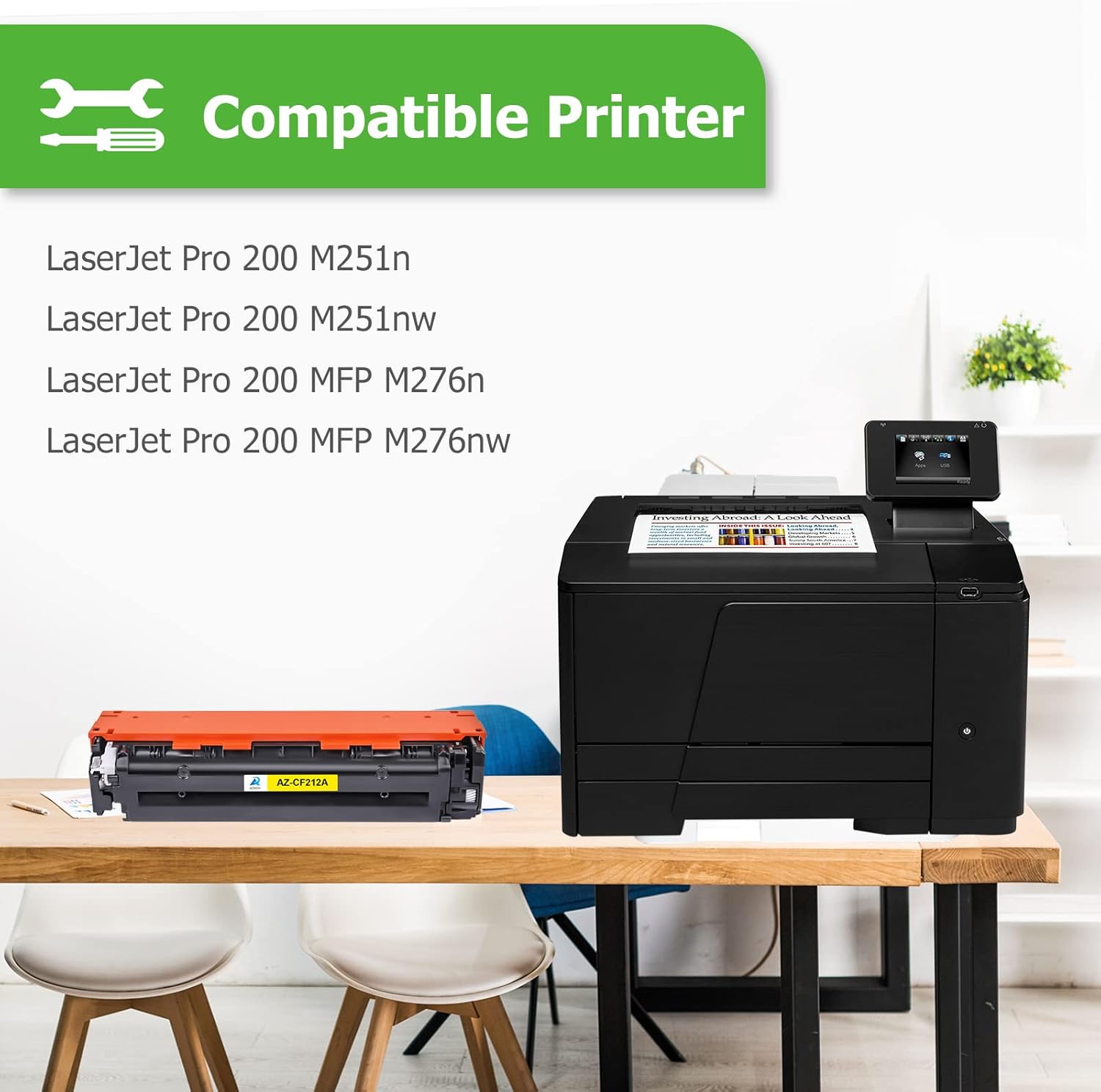 Aztech Cartucho de tóner de repuesto compatible para HP 131X 131A CF212A para HP Pro 200 Color M251nw M251n MFP M276n M276nw Tinta de impresora