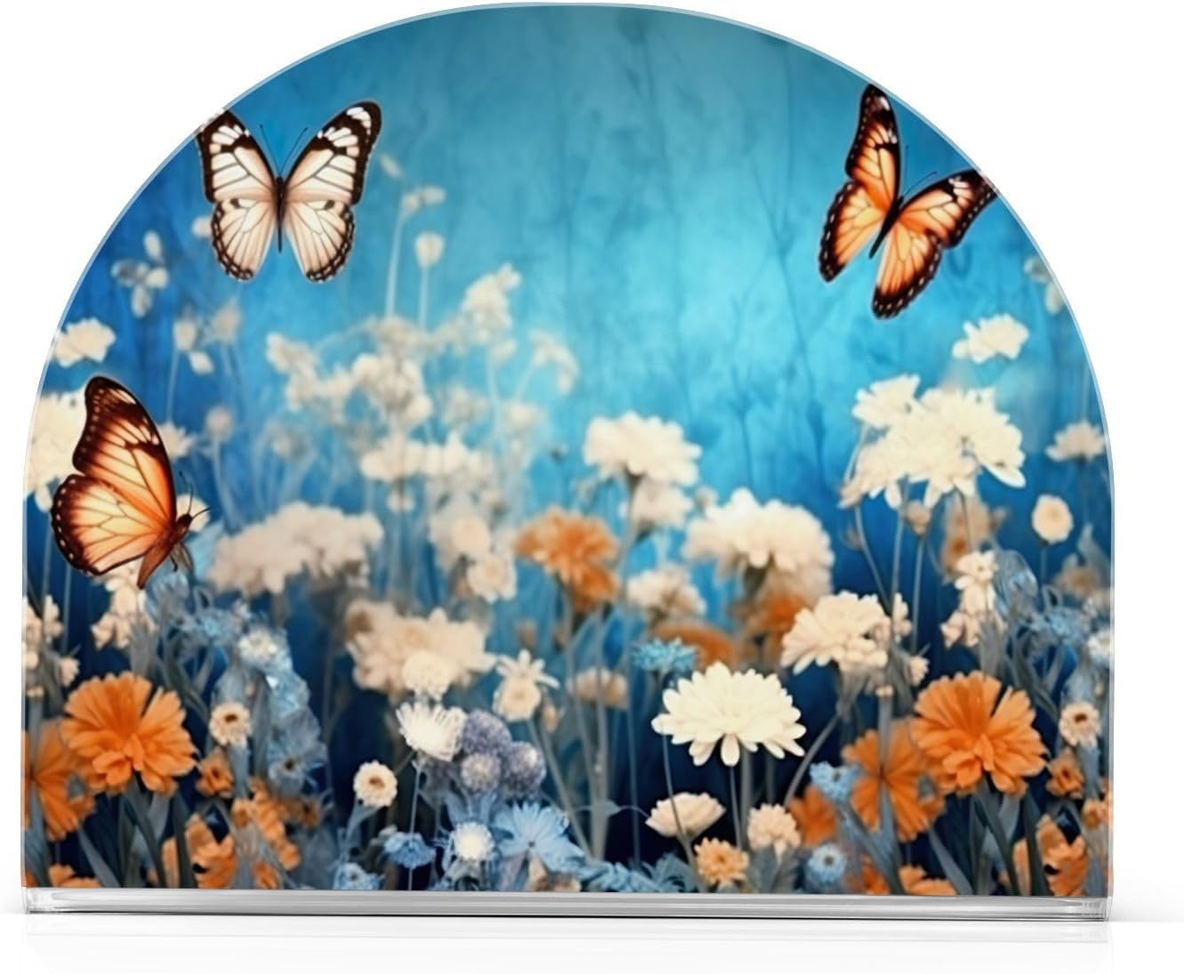 Napkin Holder Purple Flower Butterfly Napkin Holders for Tables, Clear Acrylic Napkin Holders Cocktail Napkin Holder for Kitchen Restaurant Bar Home