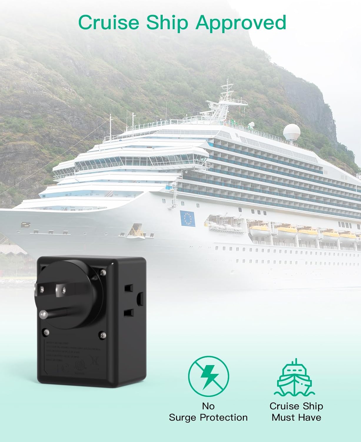 Extensor de toma de corriente, cargador de pared USB con 3 puertos USB (1 USB C), regleta de alimentación sin protector de sobretensiones, artículos