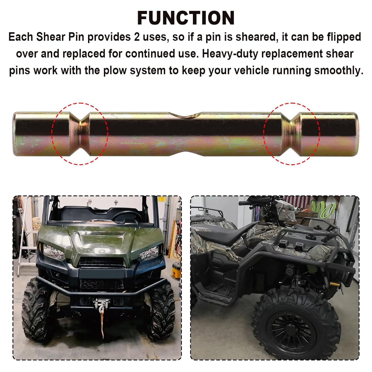 Pasador de corte (4 piezas) se adapta a Polaris ATV 2015-2019 Sportsman Reemplazar 2205063, accesorios de pasador de cizalla de arado de nieve de