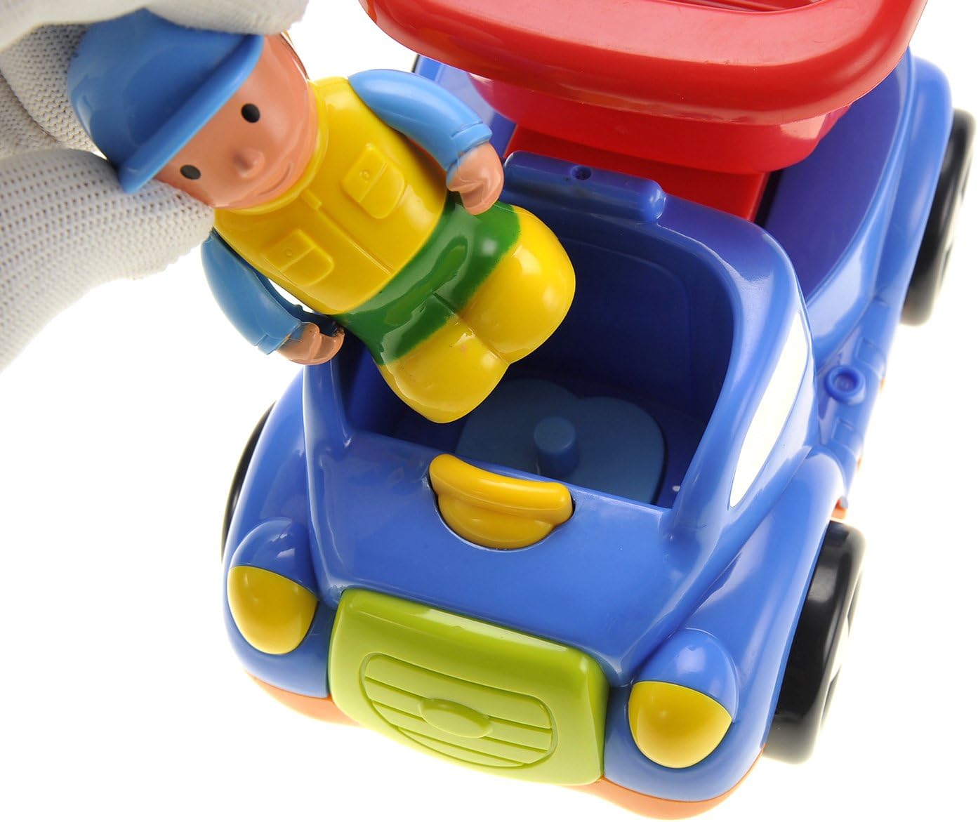 PowerTRC Camión de control remoto de radio de dibujos animados  Coche de construcción RC lindo con música y luz para niños pequeños (azul)