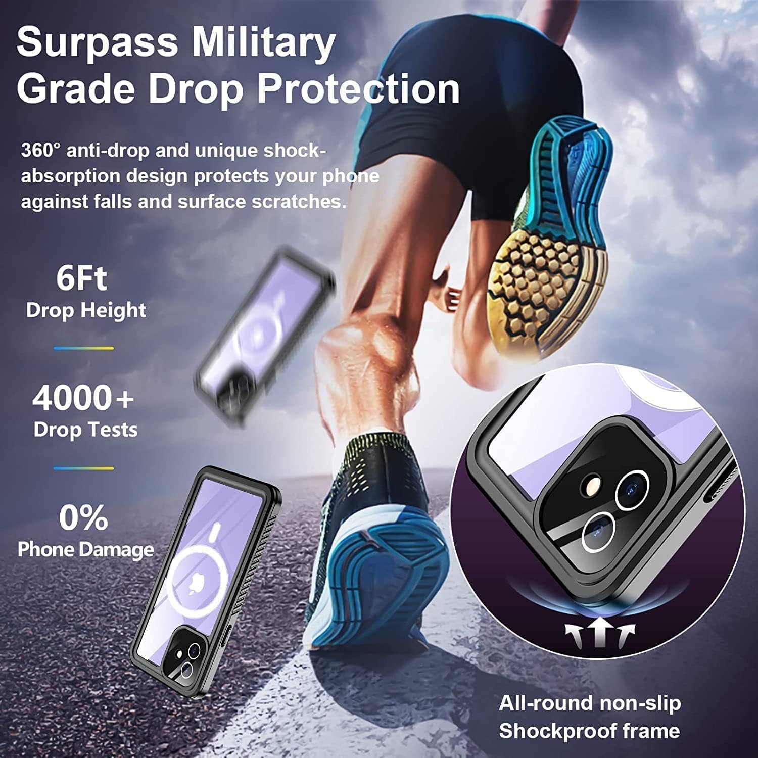Temdan Funda impermeable para iPhone 12, protector de pantalla de vidrio templado 9H integrado Real 360 IP68 bajo el agua protección de grado