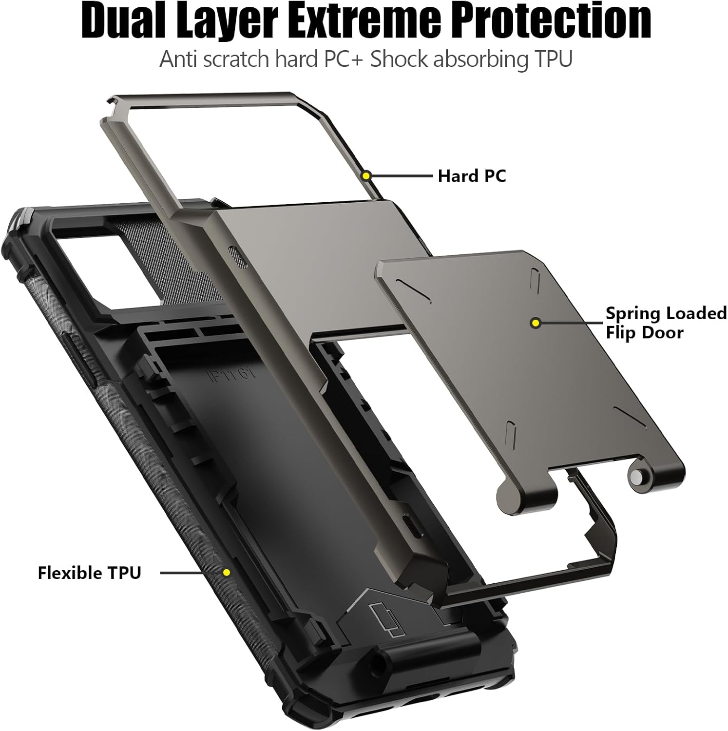 Nvollnoe Funda para iPhone 11 con tarjetero almacena 5 tarjetas Funda de doble capa resistente a prueba de golpes con ranura oculta para tarjetas,
