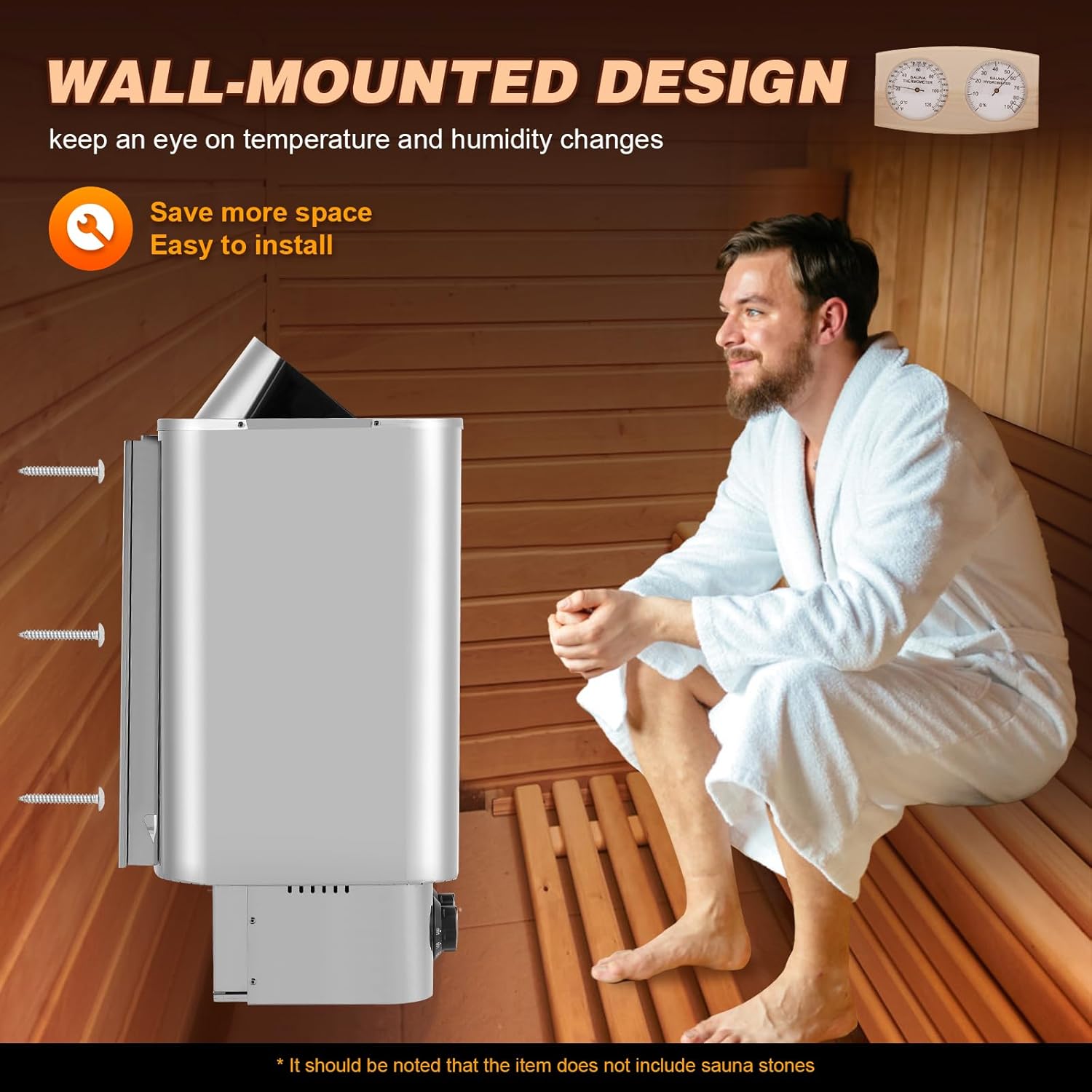 Mxmoonant Calentador de sauna, 6 KW 220 V, calentadores eléctricos de sauna, estufa de vapor seco, baño de sauna para el hogar, hotel, spa, máx. 300