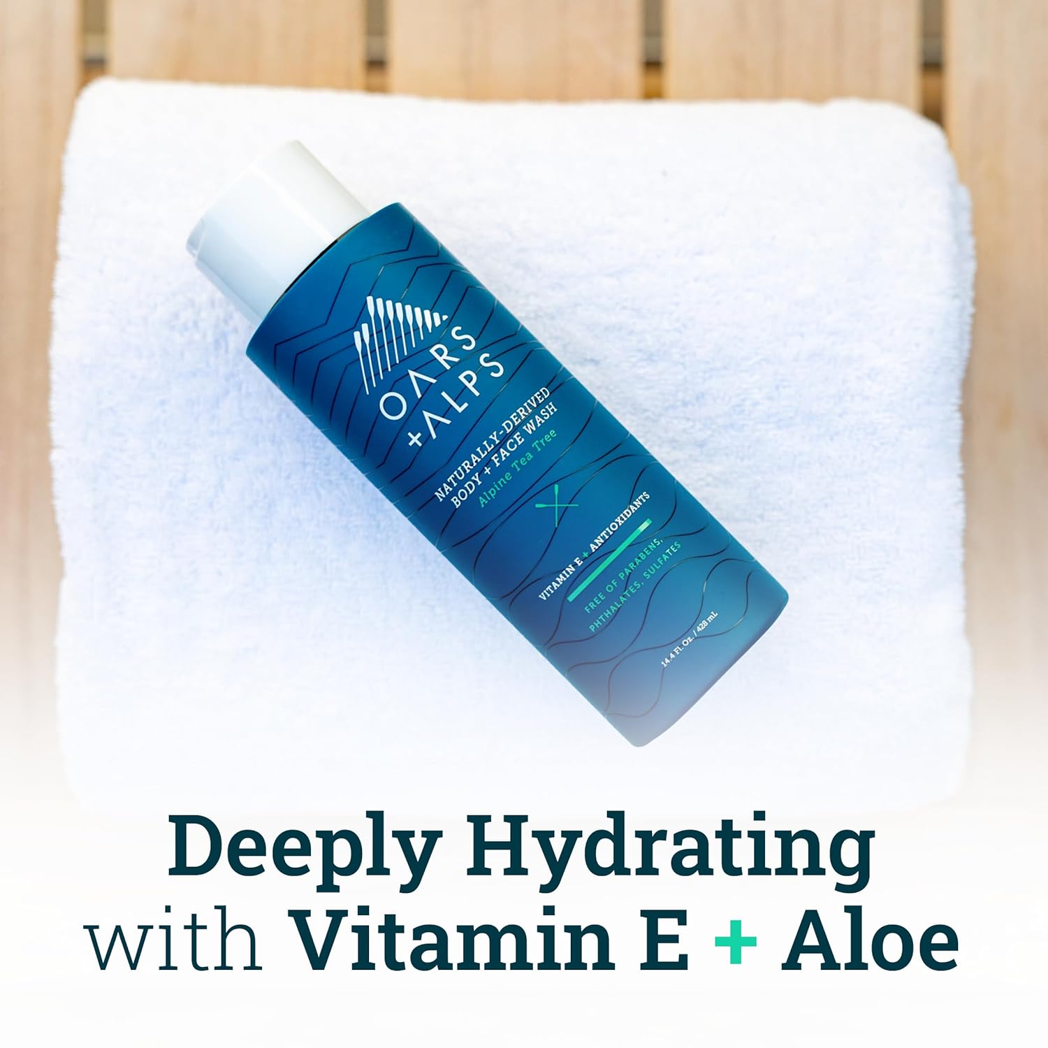 Oars + Alps Lavado corporal y facial hidratante para hombre, cuidado de la piel infundido con vitamina E y antioxidantes, sin sulfato, árbol de té