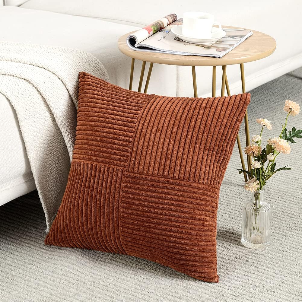 Fancy Homi Fundas de almohada decorativas de color óxido de 20 x 20 pulgadas para sala de estar, sofá cama, estilo rústico, estilo bohemio,