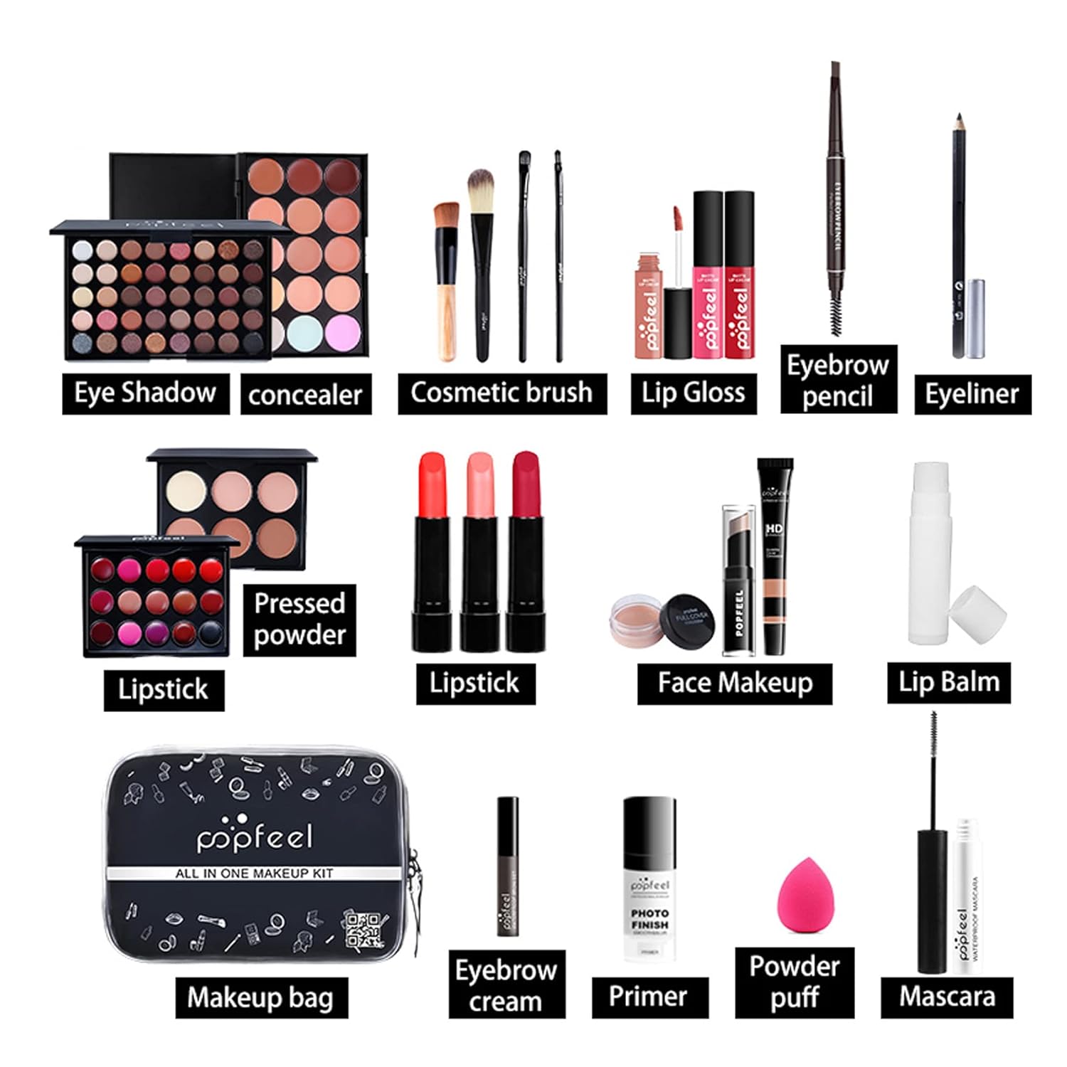 Juego de maquillaje profesional todo en uno para principiantes, regalo cosmético para niñas, incluye juego de brochas de maquillaje, paleta de