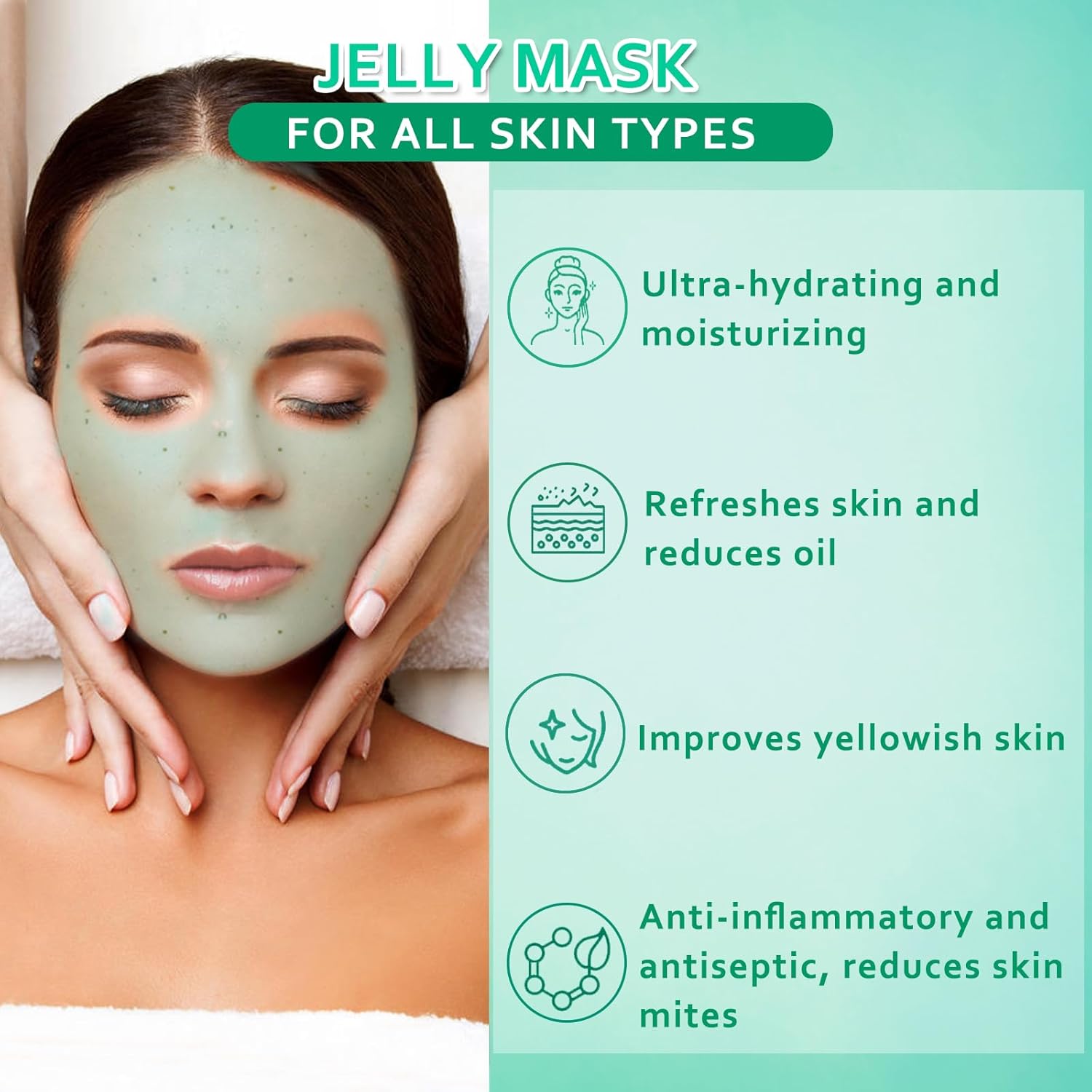 Máscara de gelatina en polvo para faciales, máscaras de gelatina de aloe vera para profesionales faciales, máscara facial de gelatina, hidratante,