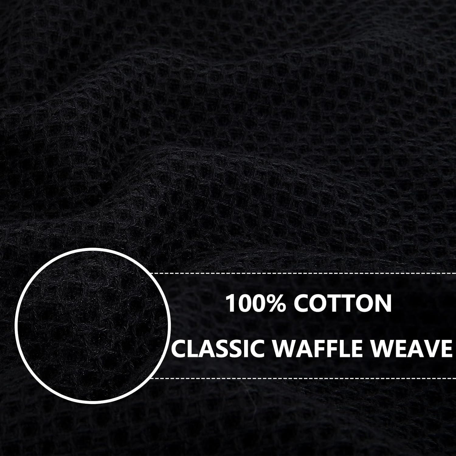 Homaxy Paños de cocina de 100% algodón con tejido de gofre, ultra suaves, absorbentes, de secado rápido, 12 x 12 pulgadas, paquete de 12, color negro