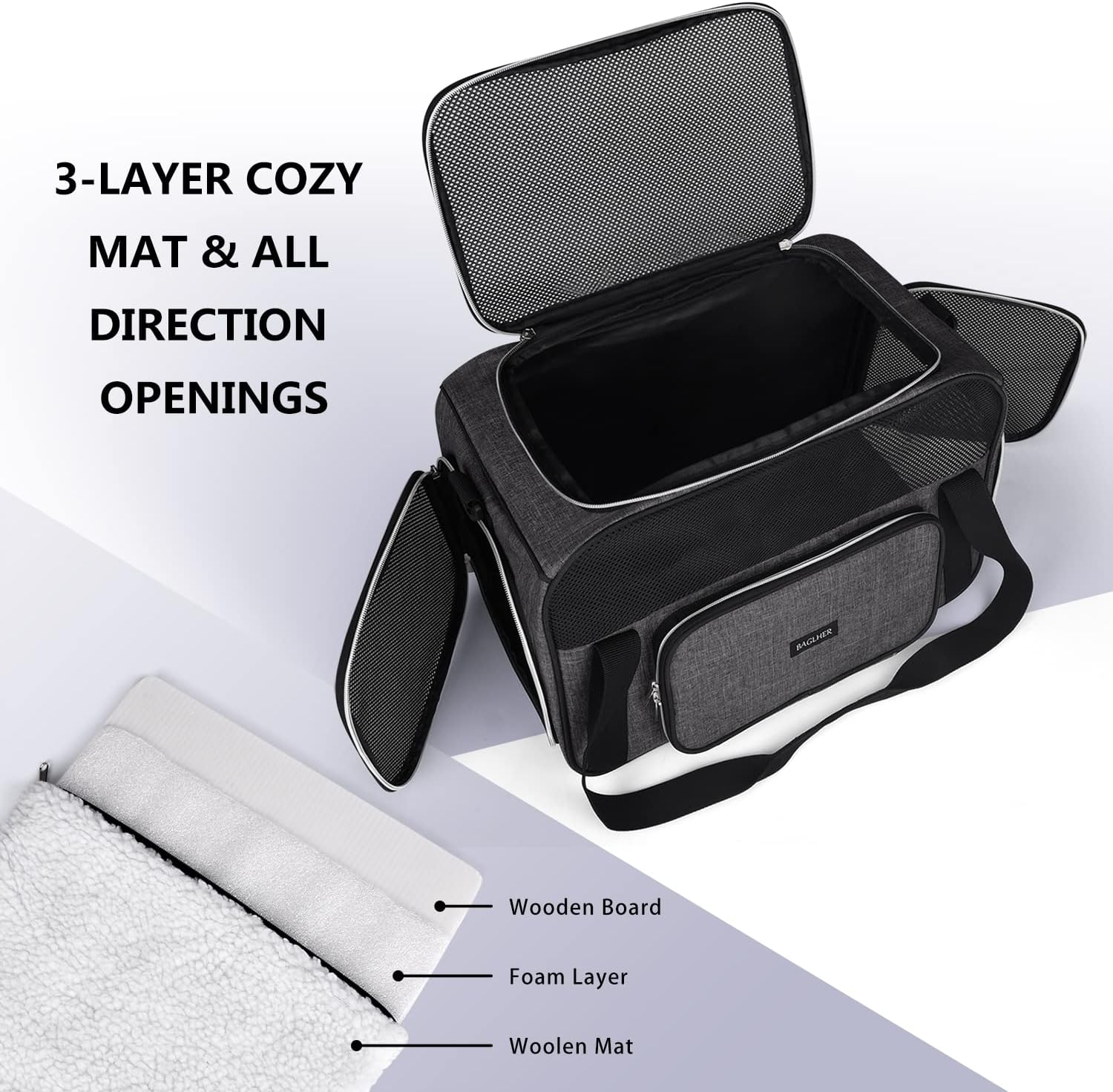 BAGLHER Transportador de viaje para mascotas, transportador de perros para gatos pequeños y medianos, perros, cachorros, aprobado por aerolíneas,