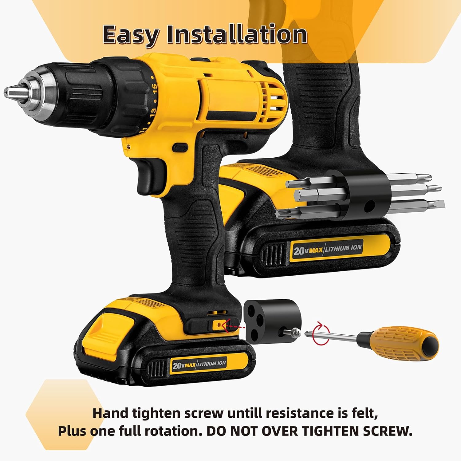 Soporte para brocas de 20 V compatible con el organizador de herramientas DeWalt Impact Driver con capacidad para 6 brocas, apto para soportes de