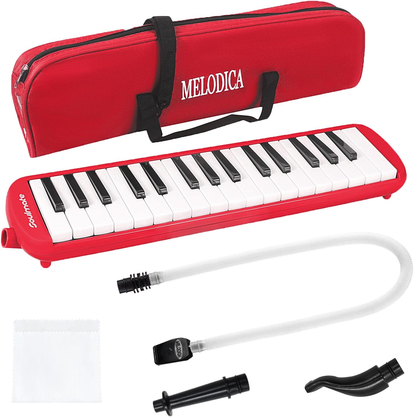 Soulmate Instrumento melódico de 32 teclas para niños, teclado de piano de aire, melódica soprano con tubos largos suaves, boquillas cortas y bolsa