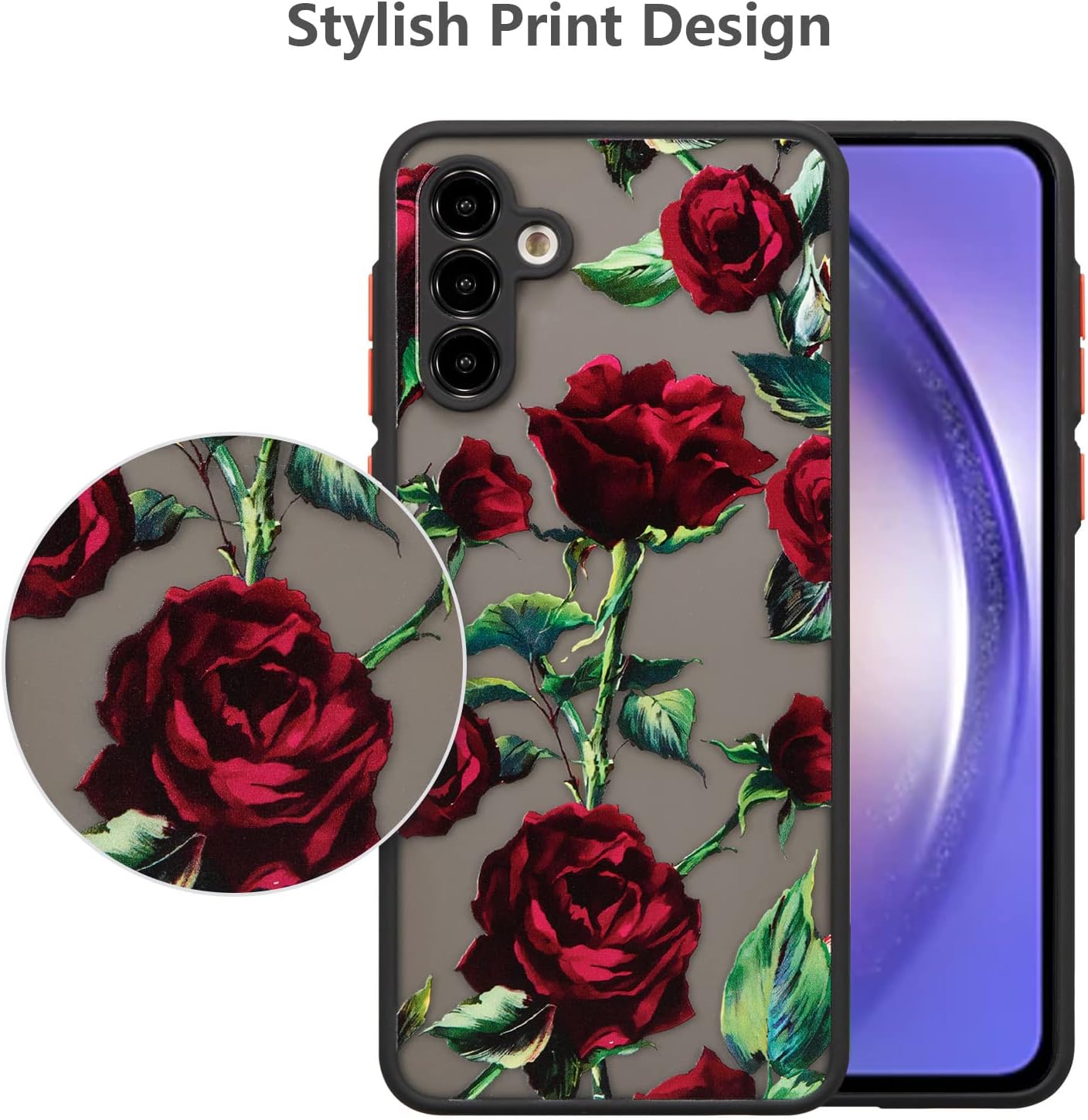 XIZYO Funda para Samsung Galaxy A54 5G, bonita funda de teléfono floral rosa para mujeres y niñas, diseño impreso delgado, translúcido, mate, funda