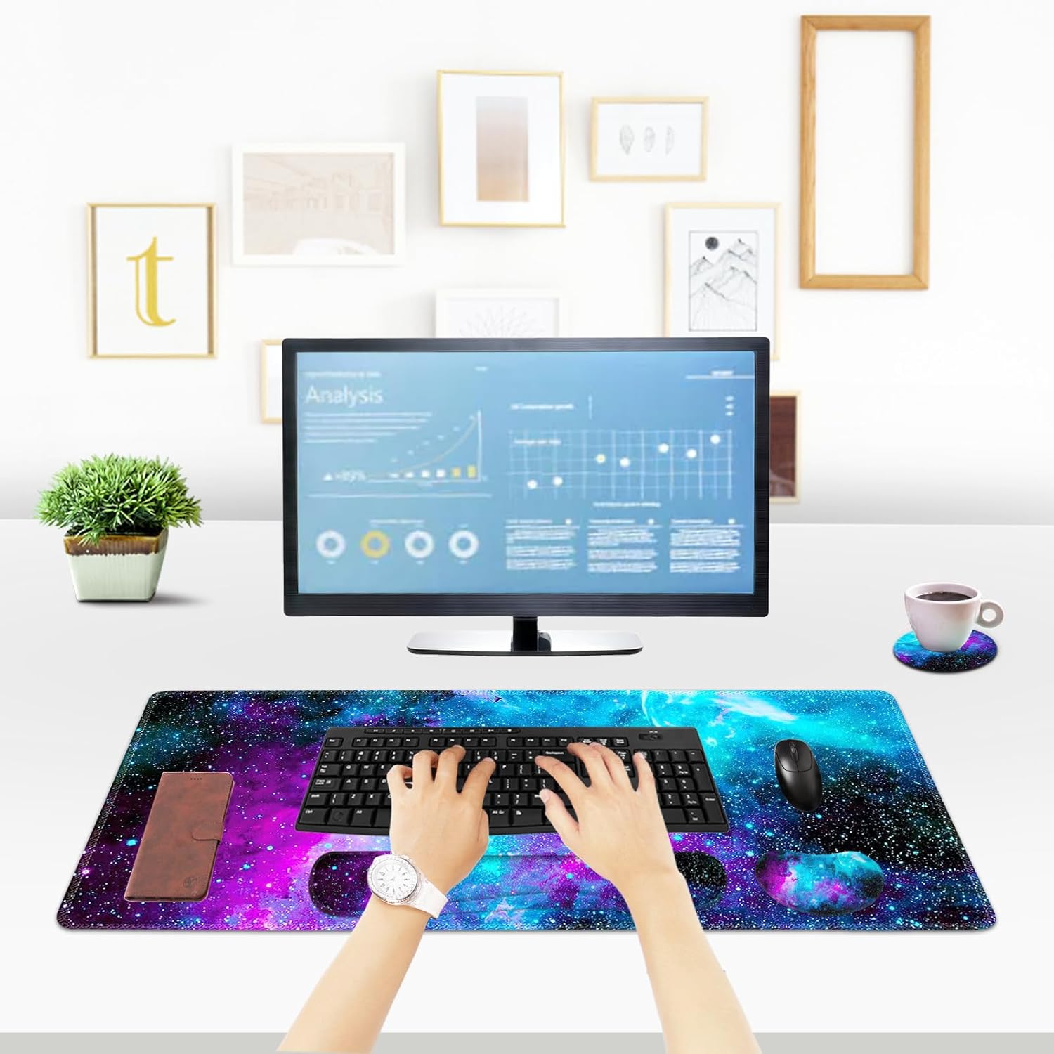 ToLuLu Alfombrilla de escritorio, alfombrilla de mouse para juegos, soporte de muñeca 4 en 1, juego XXL grande para mouse + reposamuñecas para