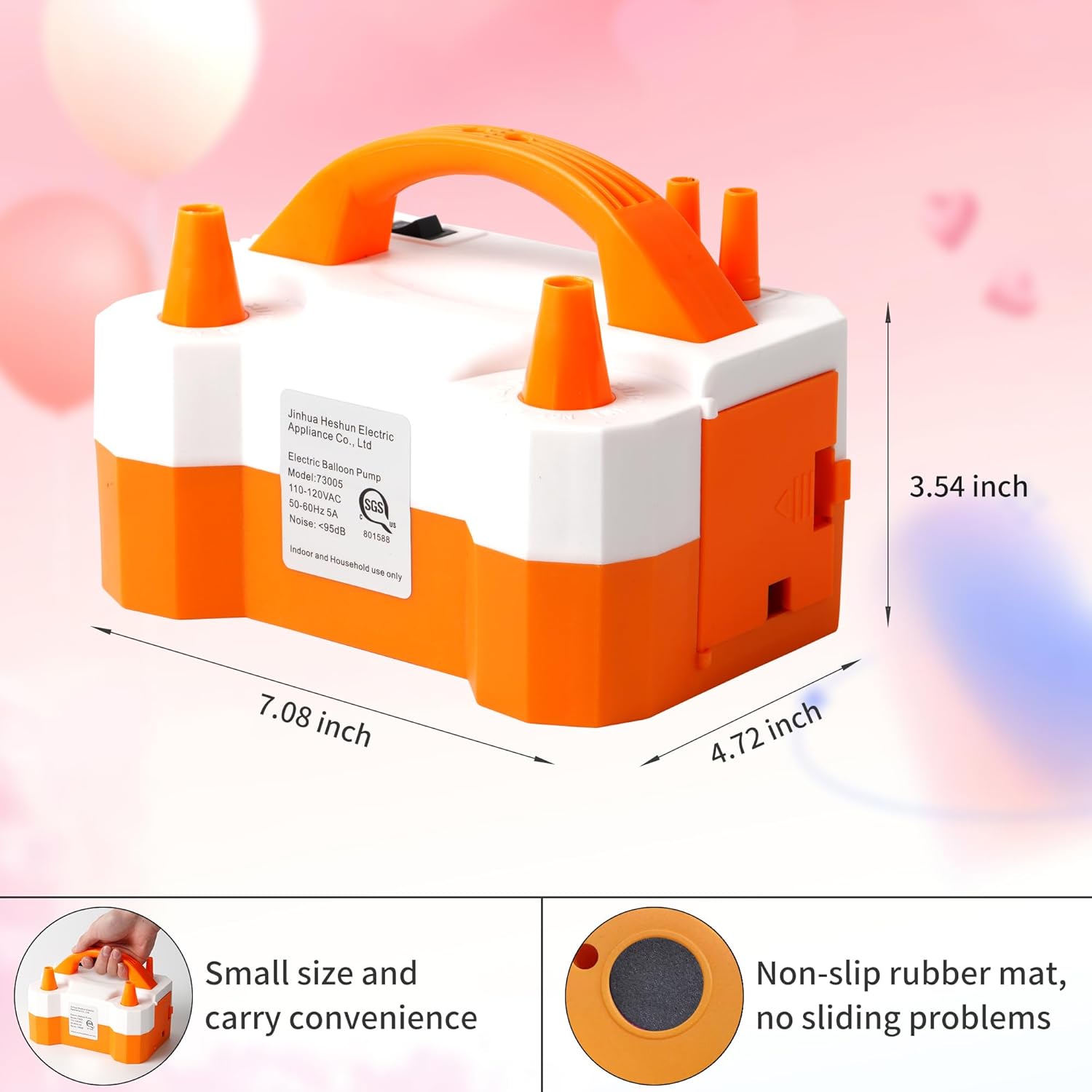 Bomba eléctrica para globos, bomba eléctrica portátil de doble boquilla, bomba de globo de aire de 110 V 600 W, inflador de globos para decoración